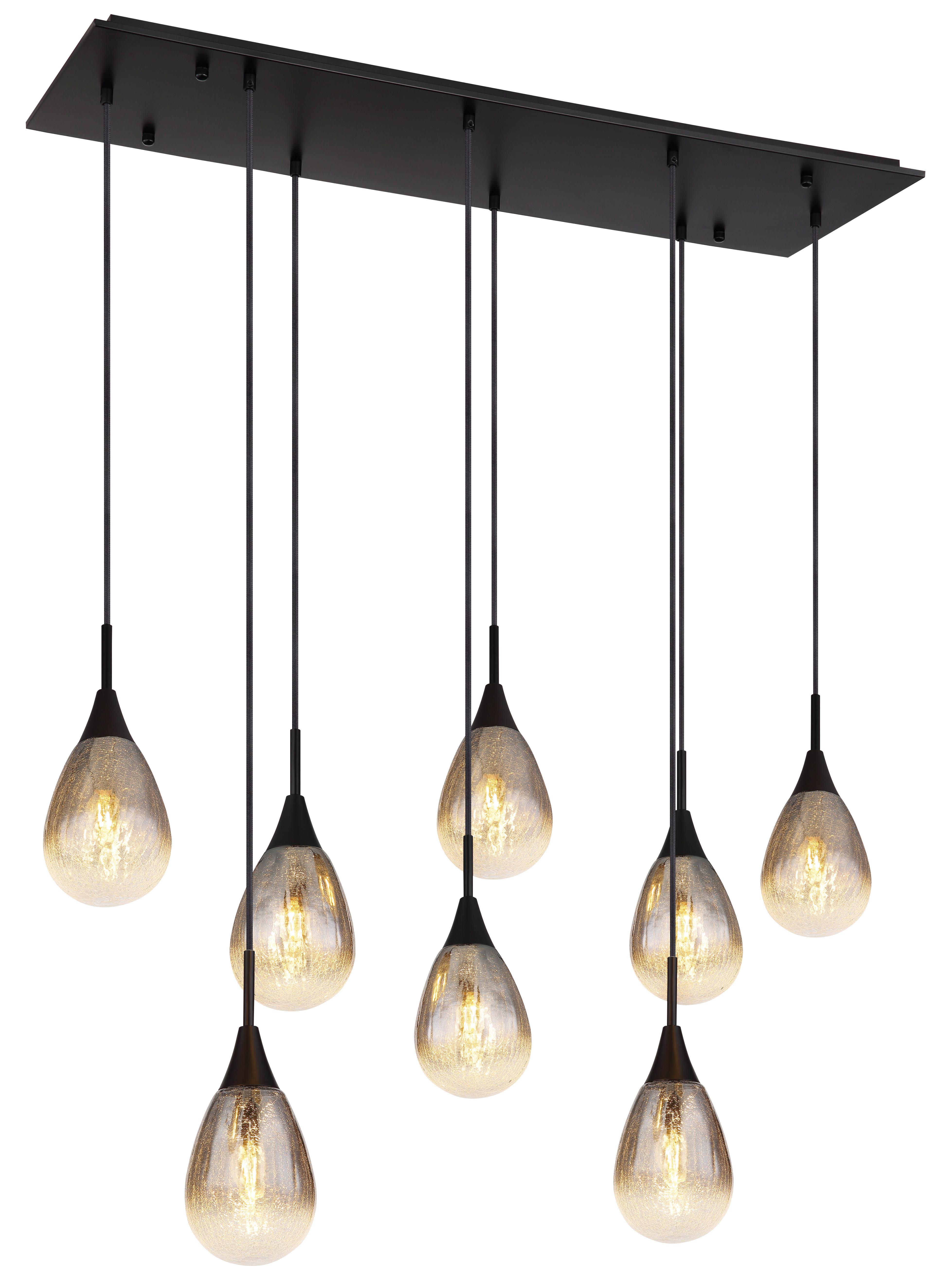 Hängeleuchte 15576-8h - Schwarz/Grau, Design, Glas/Textil (97/34/120cm) - Globo