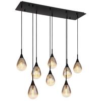 Hängeleuchte 15576-8h - Schwarz/Grau, Design, Glas/Textil (97/34/120cm) - Globo