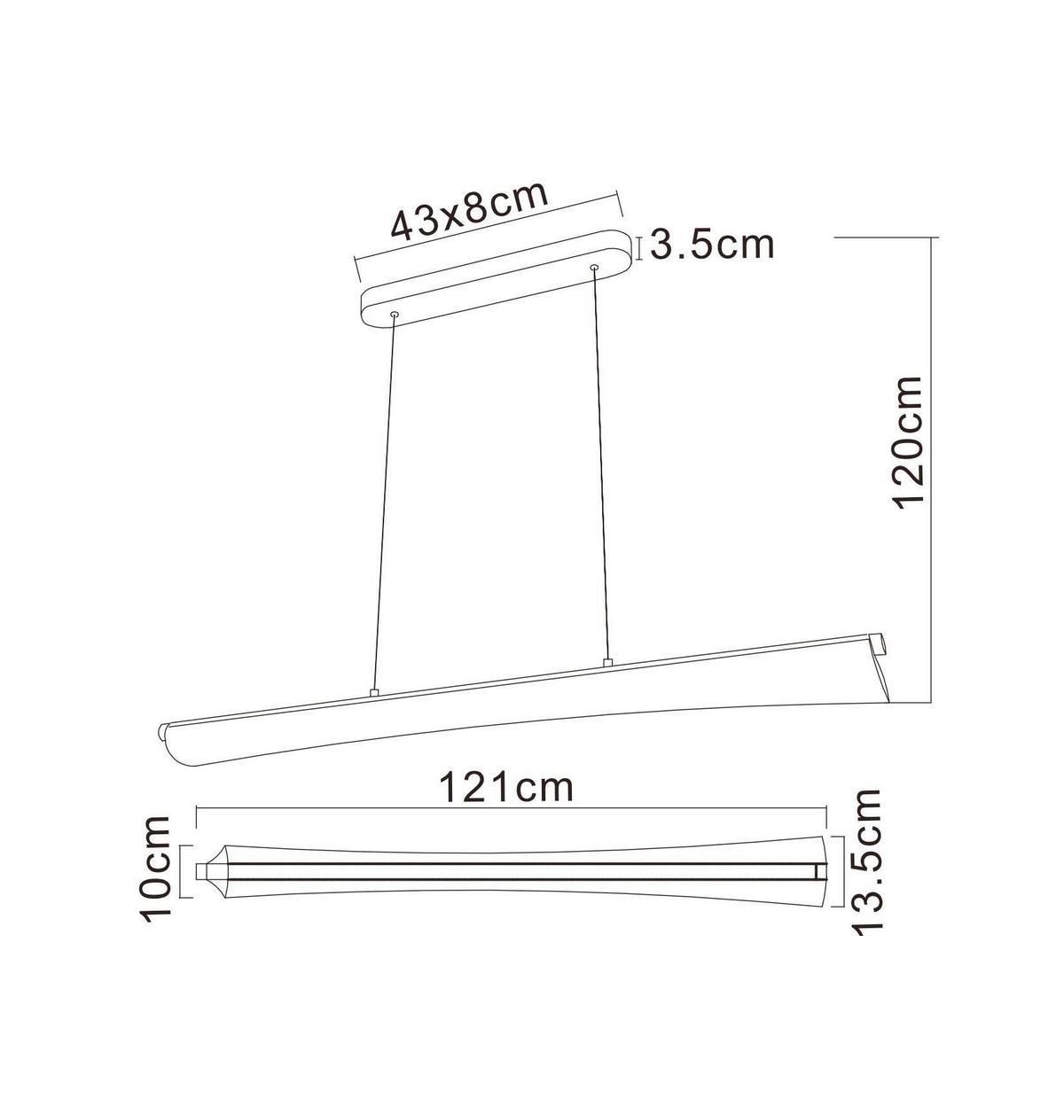 ZÁVESNÉ LED SVIETIDLO MALINDA - číra/čierna, Design, kov/plast (121/13,5/120cm) - Globo