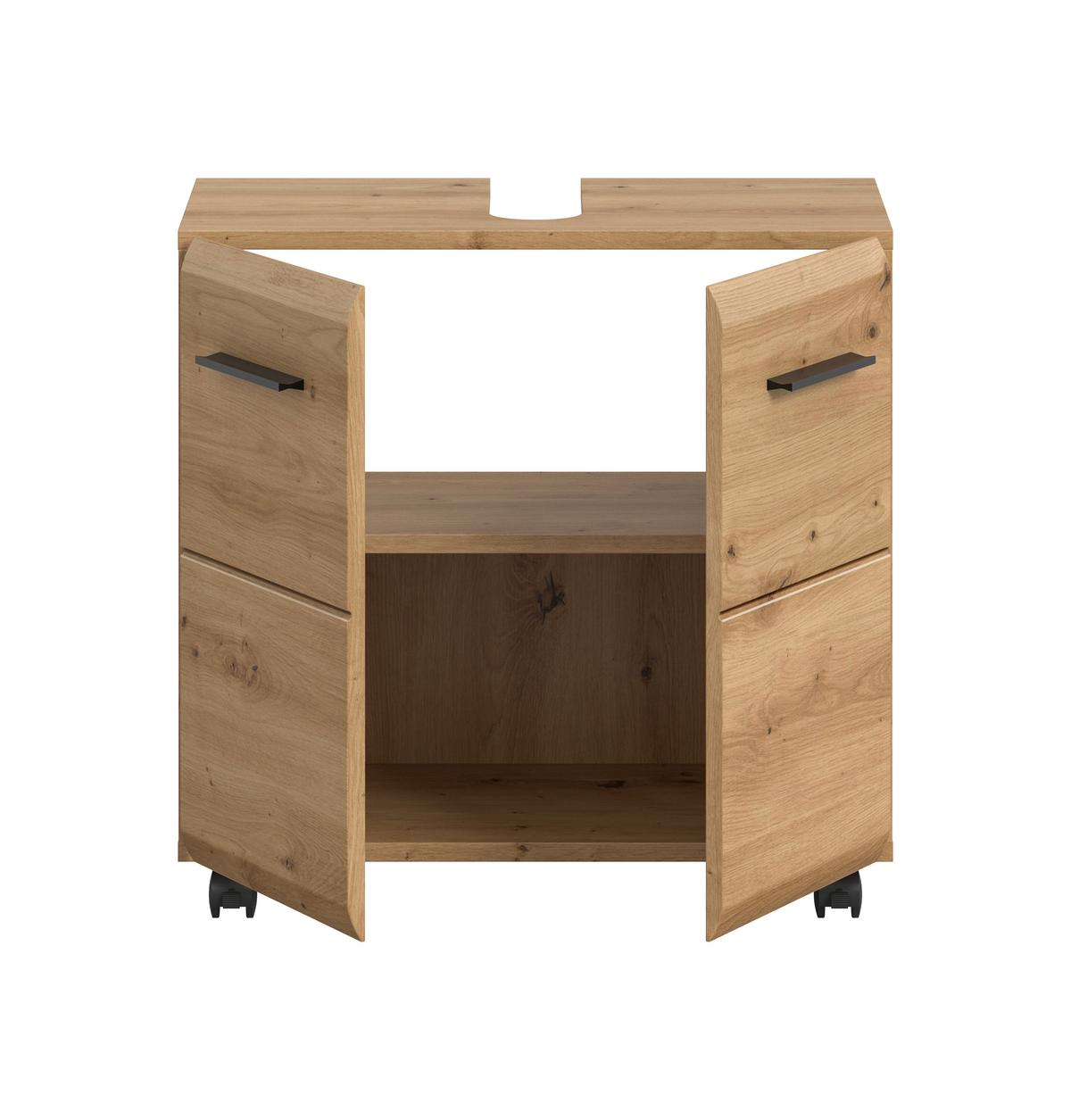 WASCHBECKENUNTERSCHRANK Ice Eiche Dekor B: 60cm - Schwarz/Eiche Artisan, Trend, Holzwerkstoff (60/58/30cm) - MID.YOU