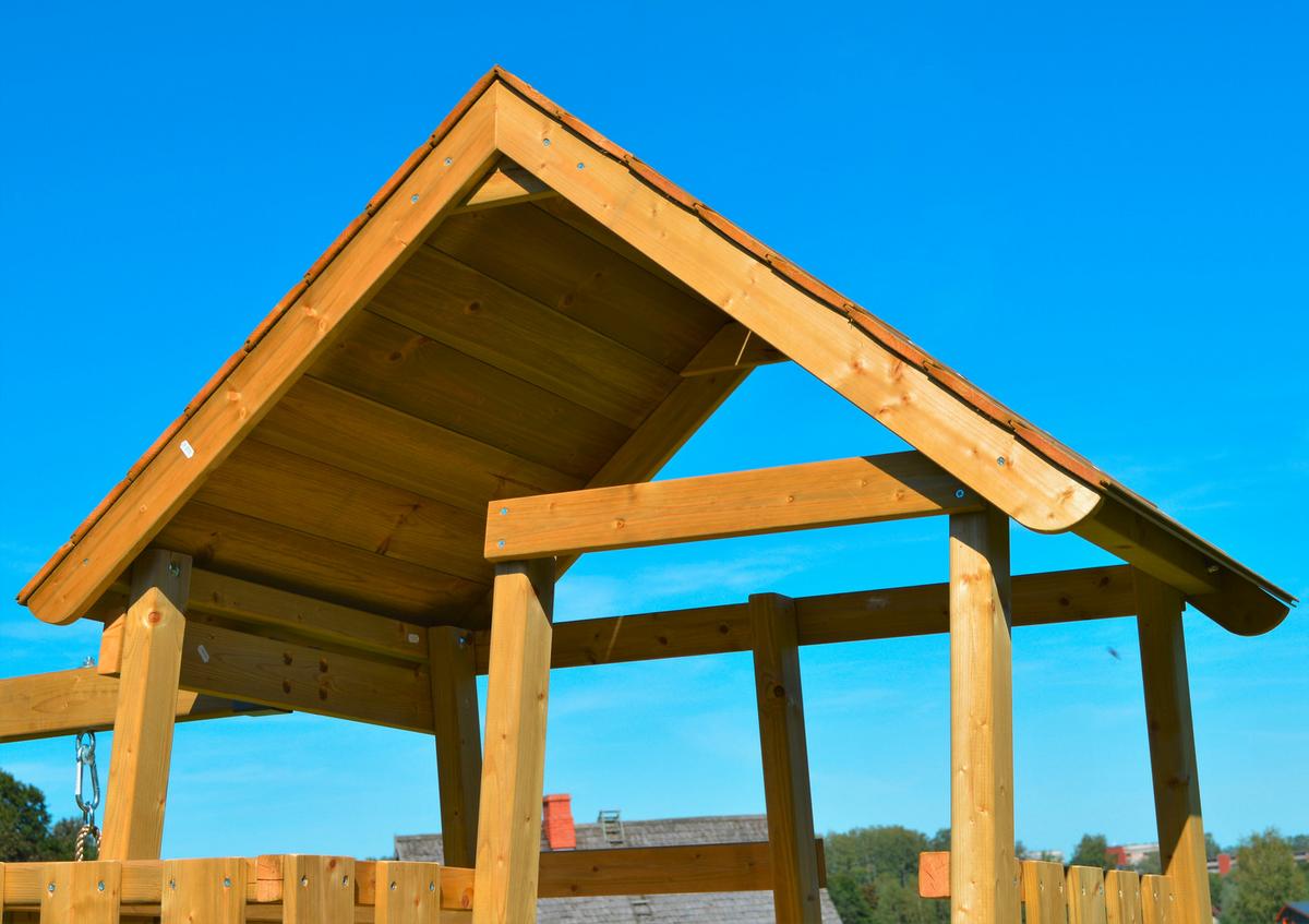 Spielturm Pinguin Gelb/Naturfarben, B: 340 cm - Gelb/Naturfarben, KONVENTIONELL, Holz (340/270/280cm)
