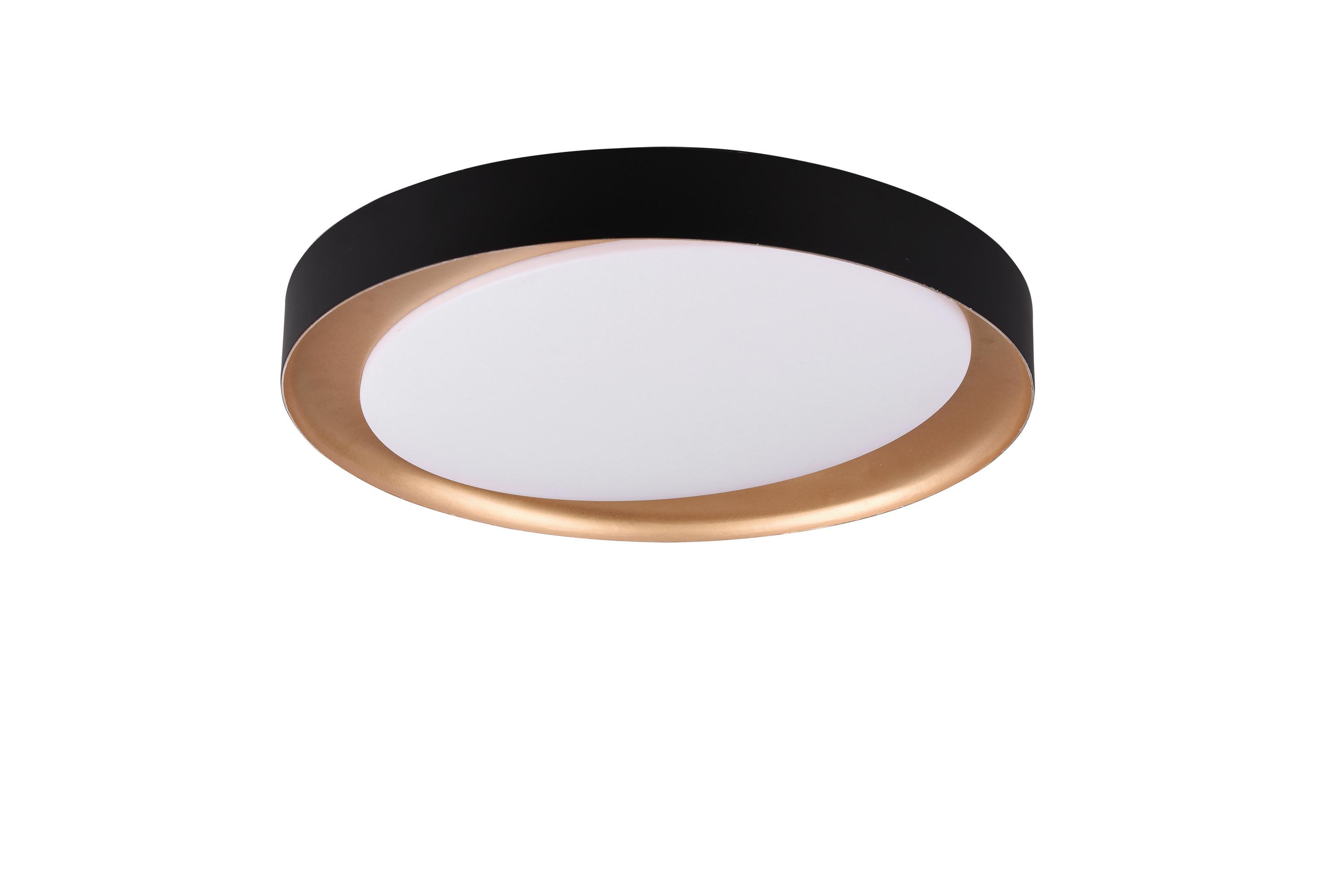 Deckenleuchte Zeta Ø 49 cm 3-Fach Schaltbar - Goldfarben/Schwarz, Design, Kunststoff (48,5/7cm)