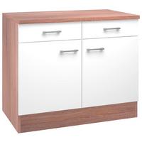 Küchenunterschrank Samoa B100 Cm Weiß/eiche Dekor Mit Laden - Weiß/Sonoma Eiche, KONVENTIONELL, Holzwerkstoff (100/85/57cm)