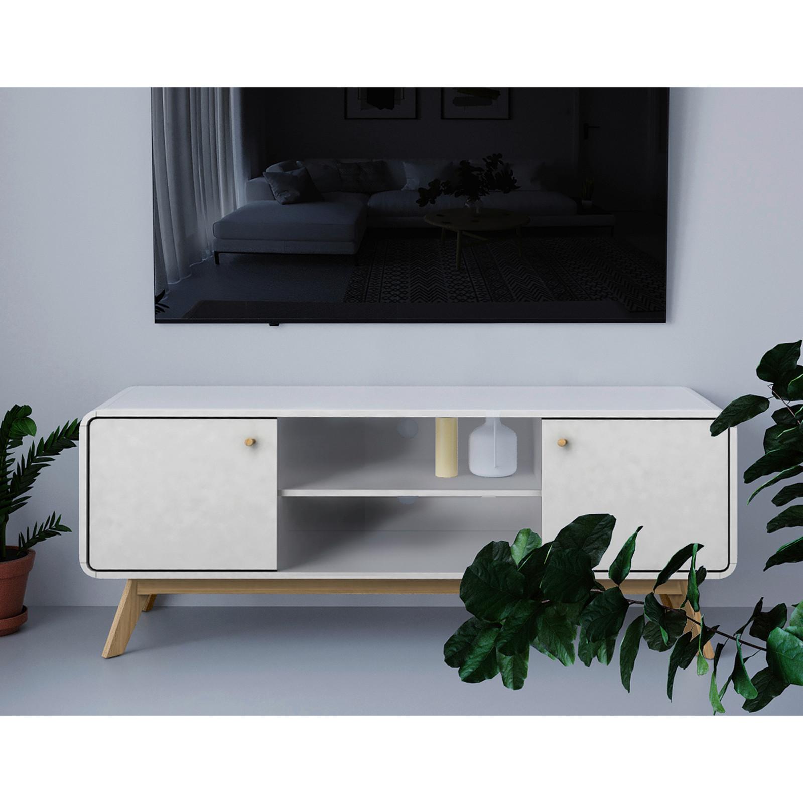 Lowboard Cassie Weiß B: 140 cm - Eichefarben/Weiß, Design, Holz/Holzwerkstoff (140/53/39cm) - MID.YOU