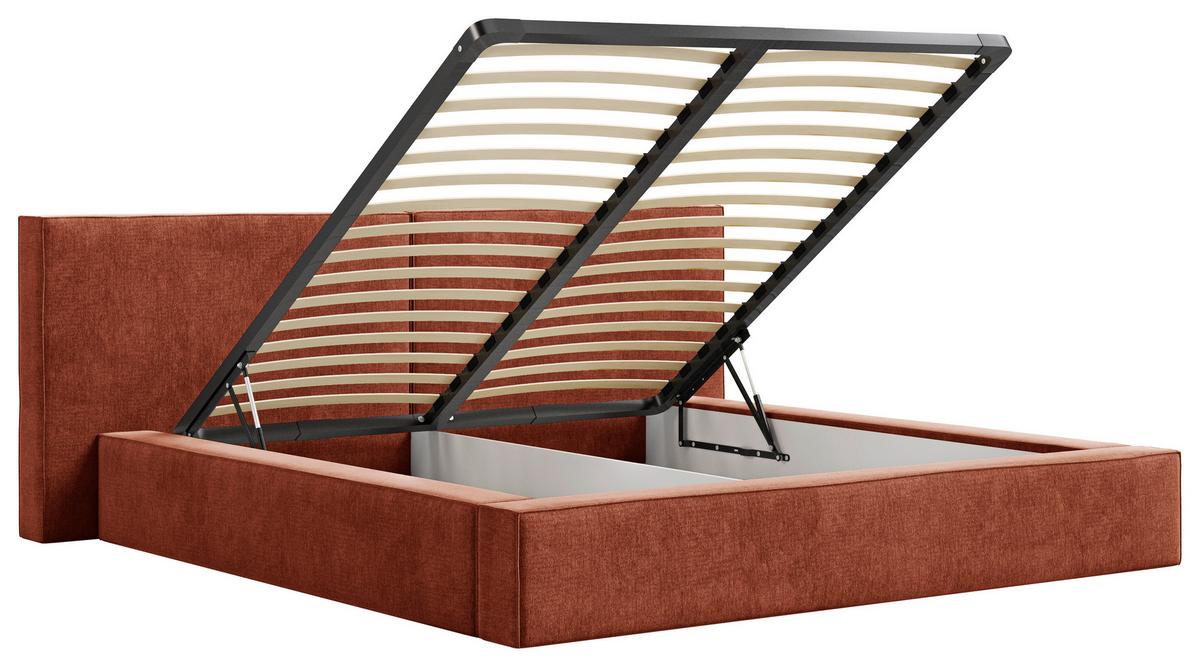 Polsterbett Jasmine mit Bettkasten 140x200 - Terracotta/Schwarz, MODERN, Holz (140/200cm) - Livetastic