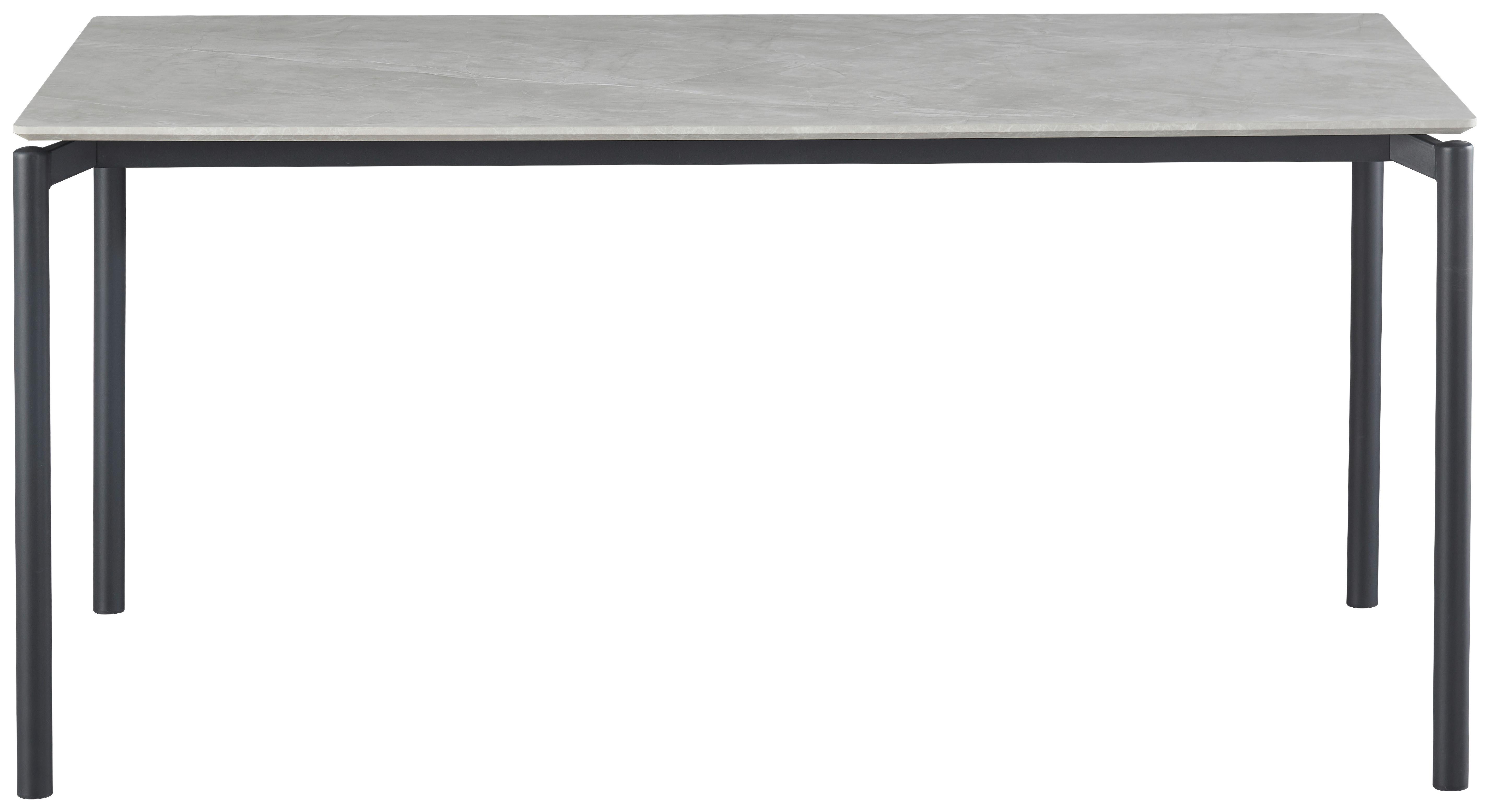 Esstisch Lean Mdf Grau, B: 160 Cm - Schwarz/Grau, KONVENTIONELL, Holzwerkstoff/Metall (160/76/90cm) - P & B