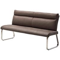 Sitzbank Mit Lehne Braun Rabea B: 160 Cm - Edelstahlfarben/Braun, Design, Textil/Metall (160/98/70cm) - Livetastic