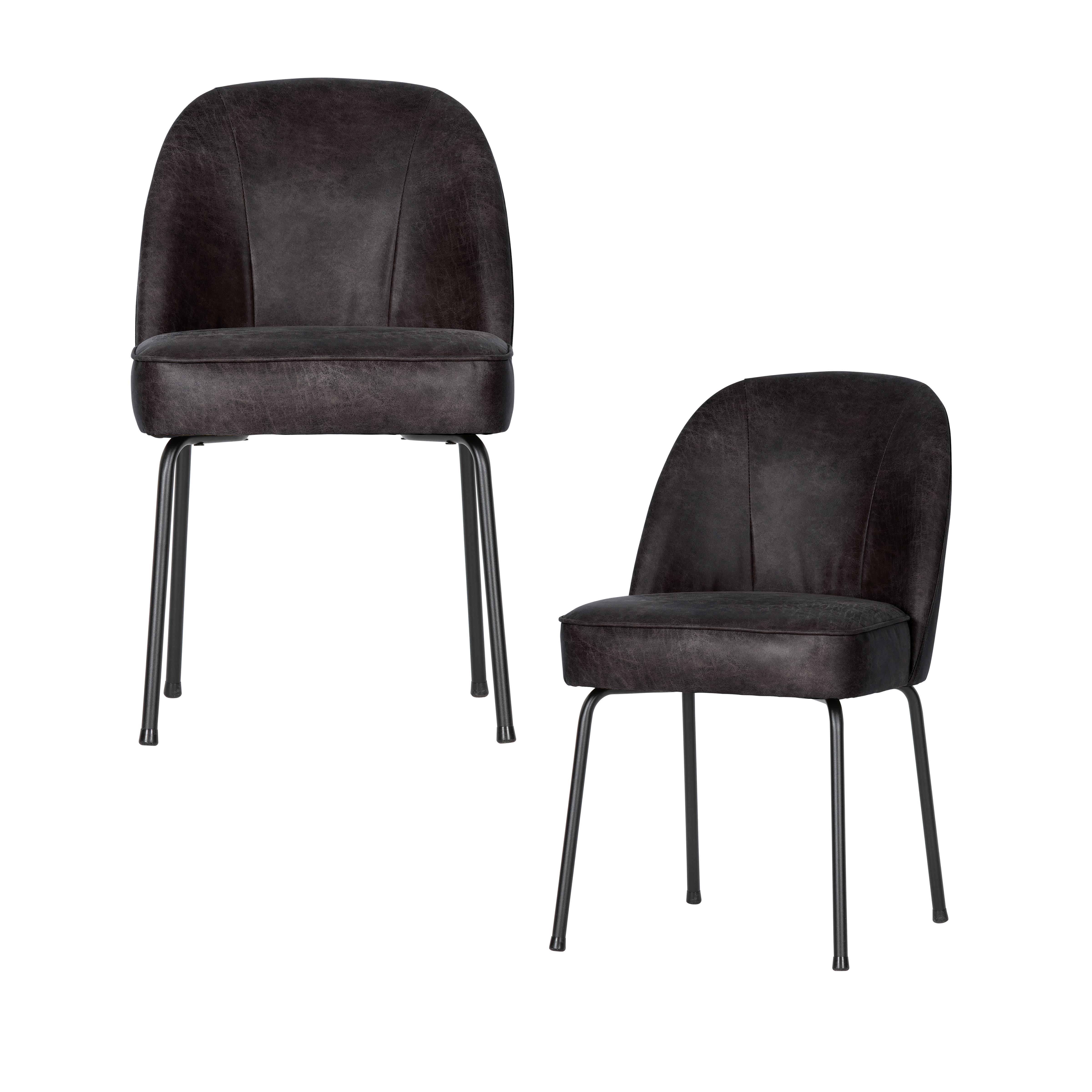 Stuhl-Set Vogue Schwarz B: 50cm - Schwarz, MODERN, Leder/Textil (50/83/57cm) - Livetastic