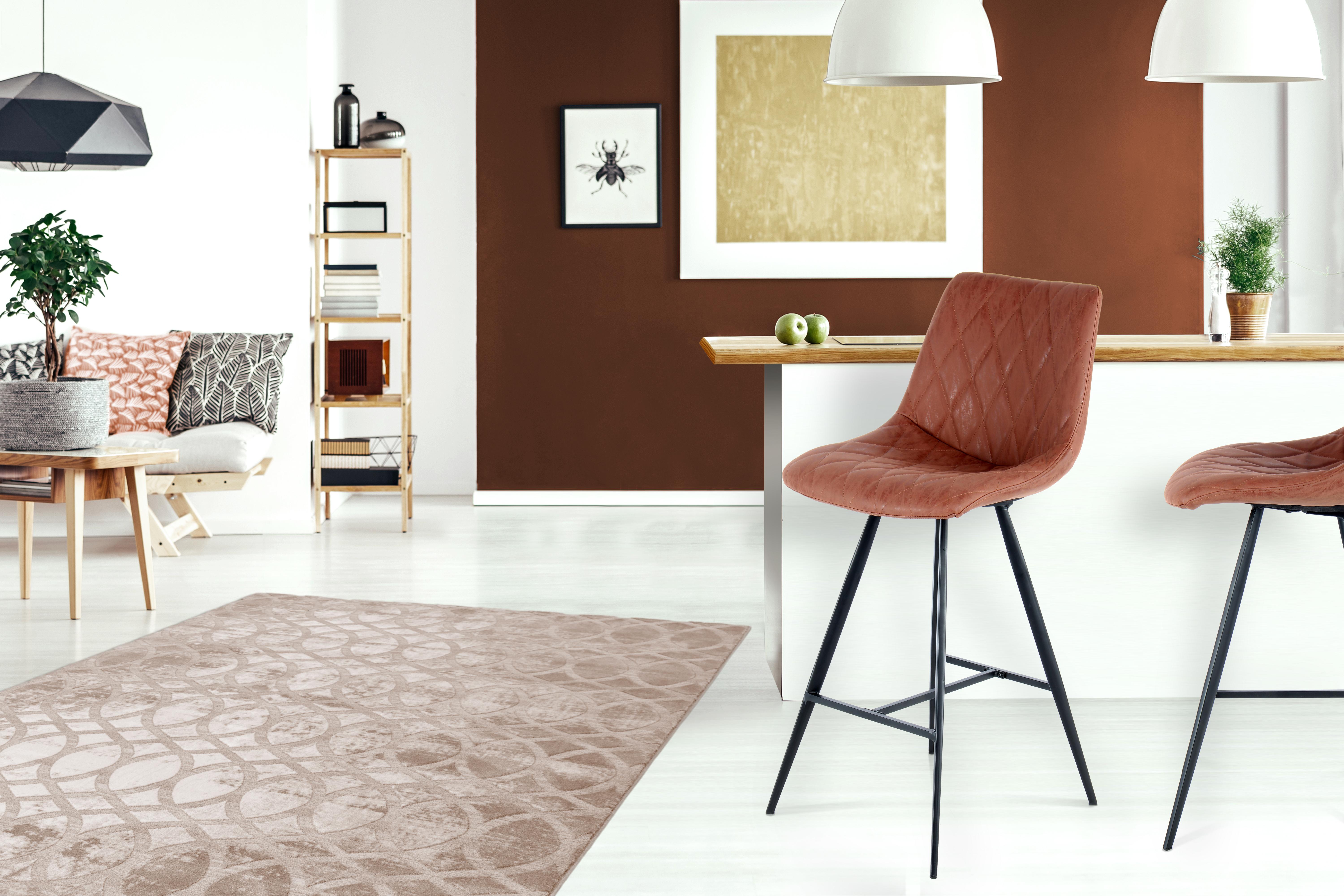 Barstuhl 2er-Set Frances 425 Lederlook Braun/Schwarz - Dunkelbraun/Schwarz, Design, Holz/Kunststoff (47,5/107/57,5cm) - Kayoom