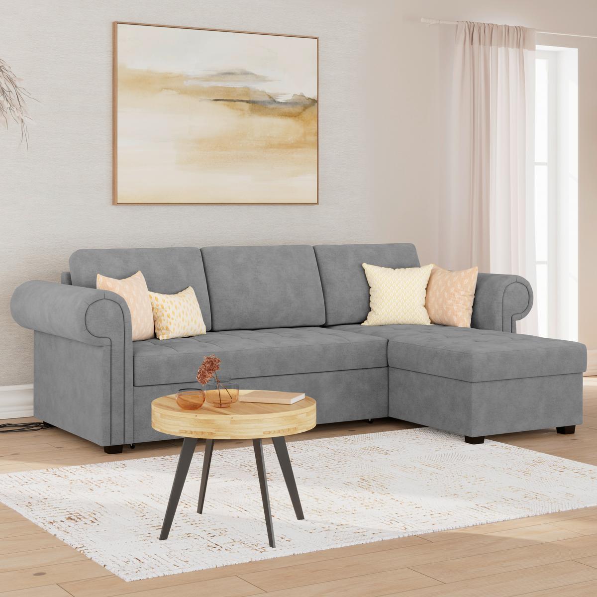 Ecksofa Oslo Grau B: 260 Cm - Grau, ROMANTIK / LANDHAUS, Textil (260/85/155cm) - James Wood