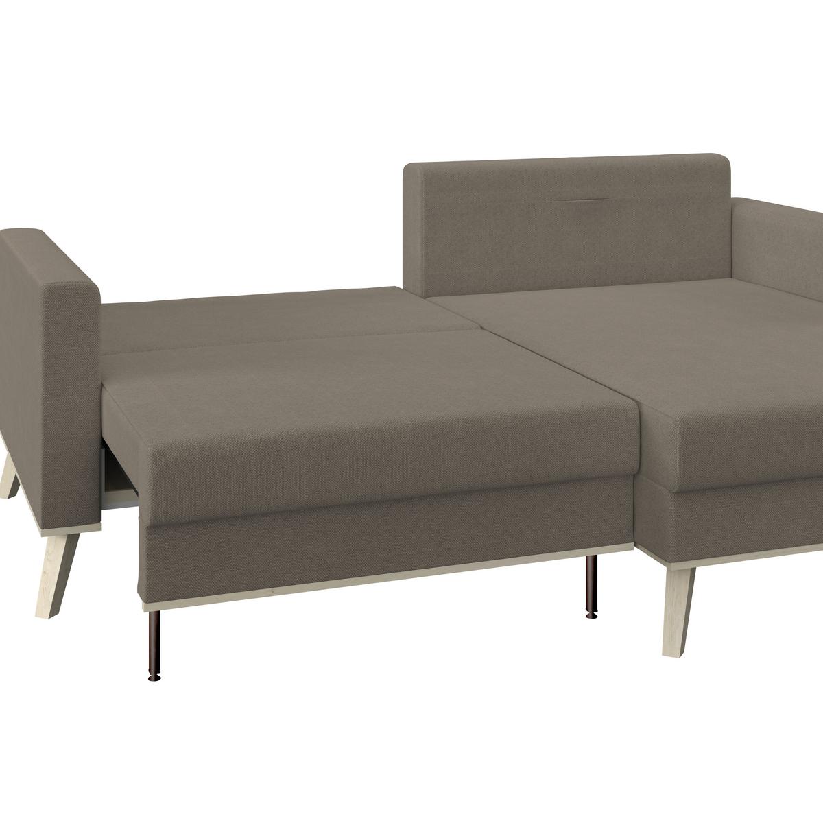 Rohová sedacia súprava CARINI, obojstranná, svetlohnedá - svetlohnedá/krémová, Basics, drevo/textil (222/152cm)