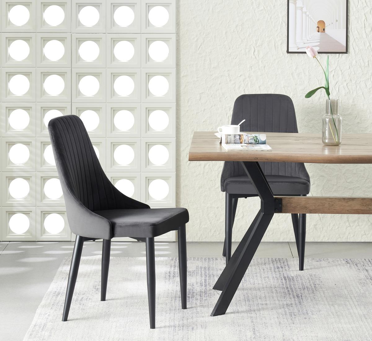 Stuhl-Set Claudia Anthrazit B: 44 cm - Anthrazit/Schwarz, MODERN, Textil/Metall (44/88/58cm) - MID.YOU