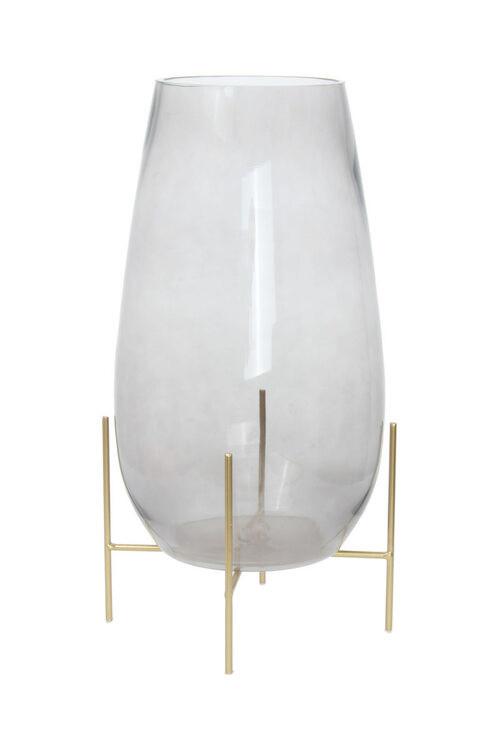 Vase Saigon Bauchig Glas/eisen Grau/gold H: 48,5 Cm - Goldfarben/Grau, Design, Glas/Metall (25/48,5/25cm) - Kayoom
