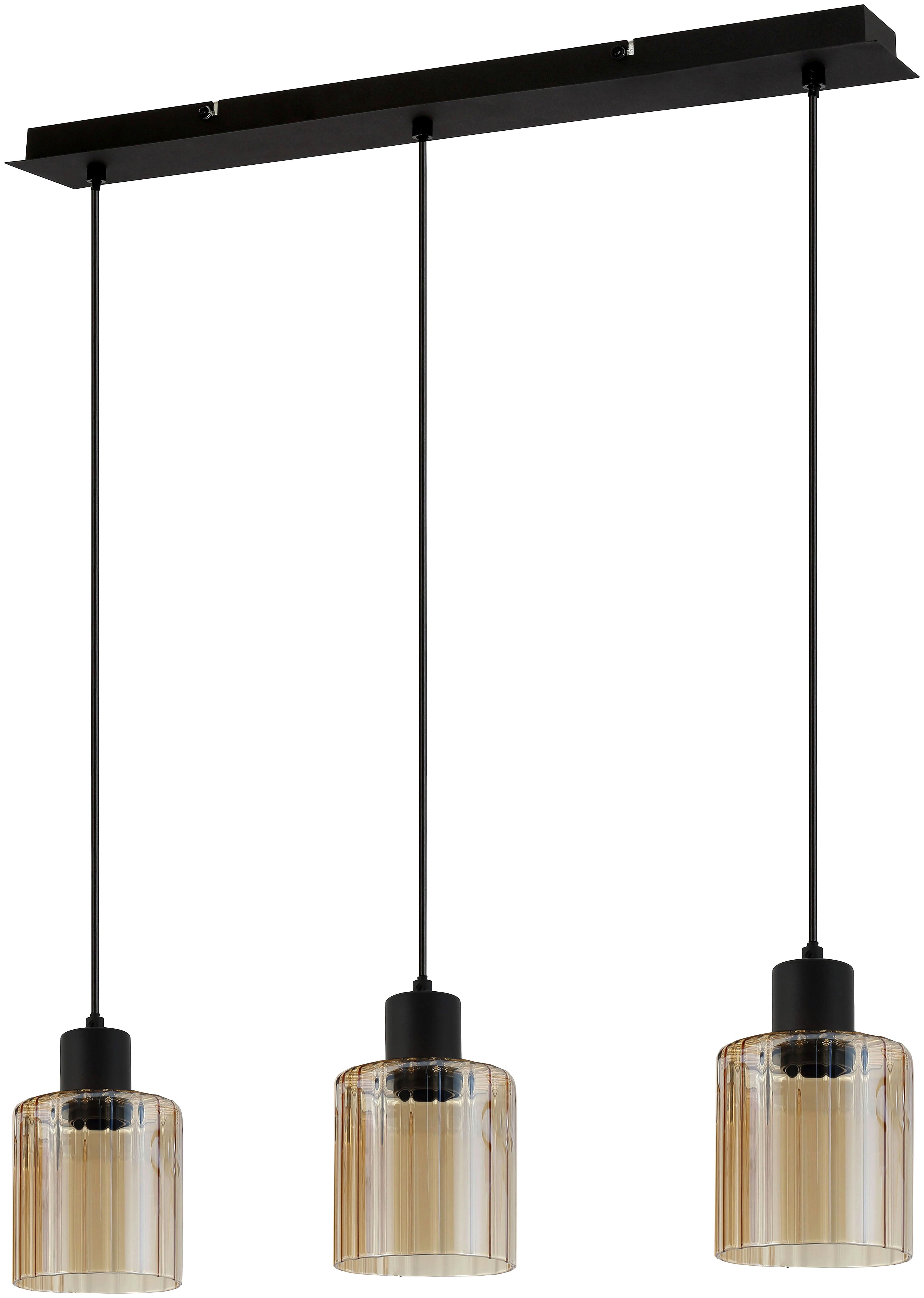 Hängeleuchte Lamy - Bernsteinfarben/Schwarz, KONVENTIONELL, Glas/Metall (64/12/120cm) - James Wood
