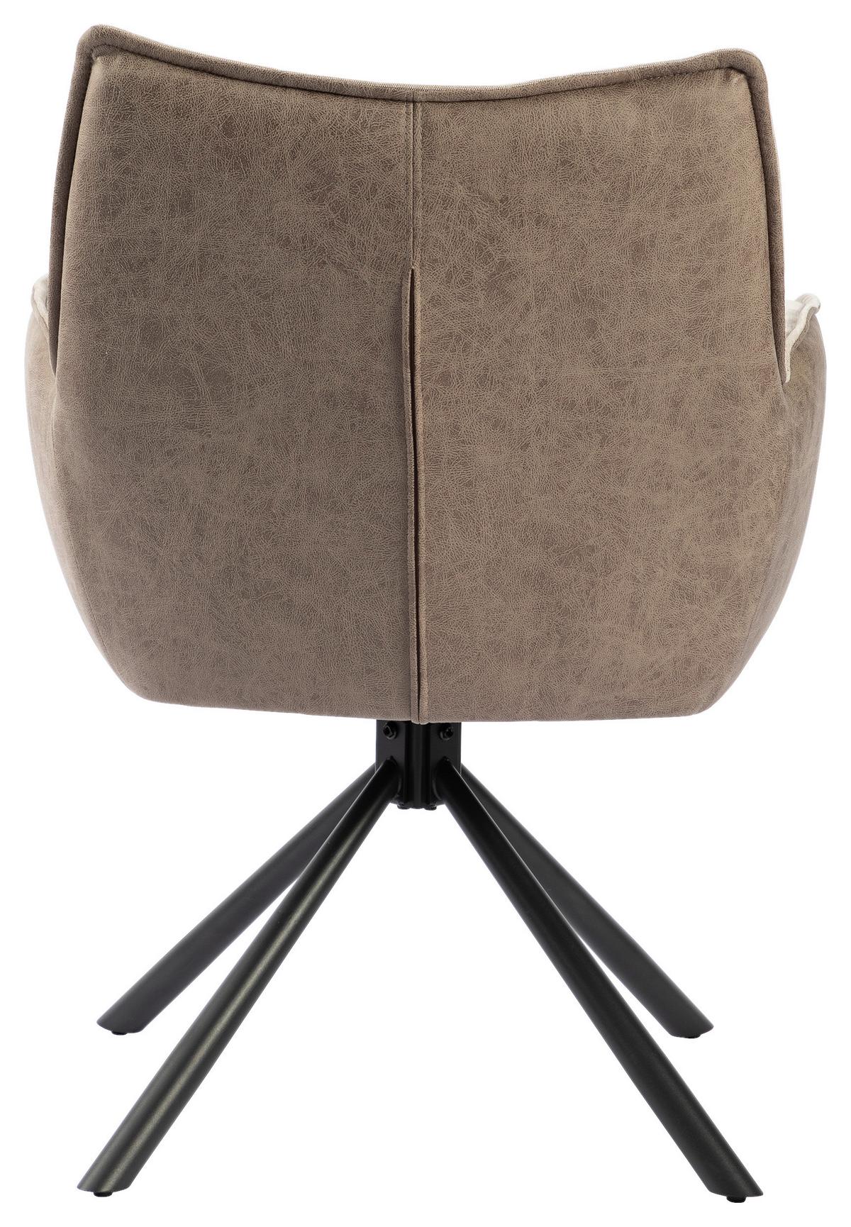 Armlehnstuhl Verona Beige B: 60 cm - Beige/Schwarz, MODERN, Textil/Metall (60/87/63cm) - MID.YOU