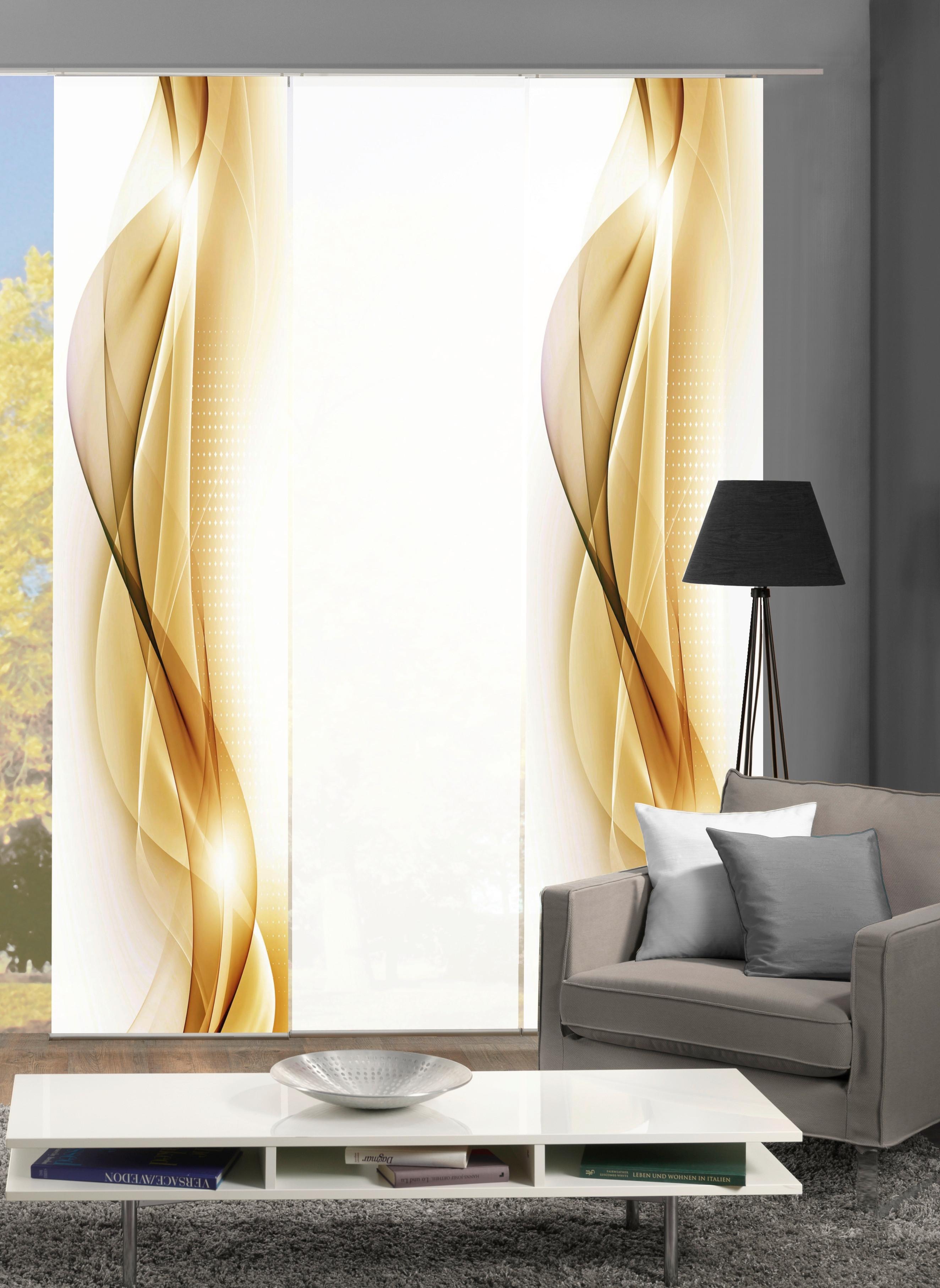 Flächenvorhang 3-Tlg. Neblana B: 60 cm, Gold/Weiß - Goldfarben, Basics, Textil (60/245cm)