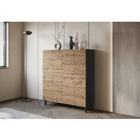 VYSOKÁ KOMODA PHUKET 120 - černá/dub wotan, Trend, kompozitní dřevo/plast (120/130/39cm) - Livetastic