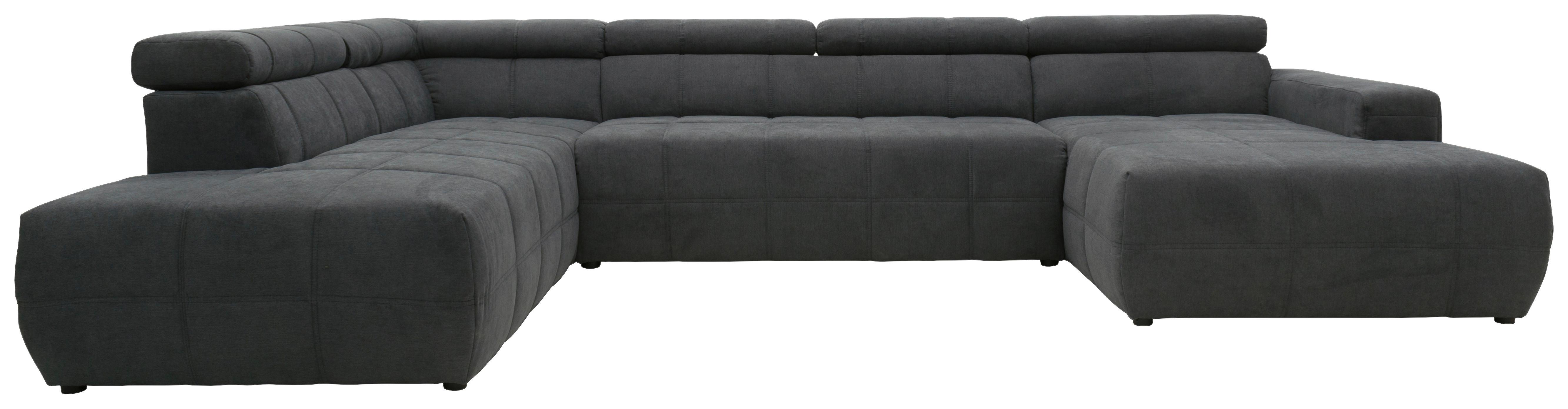Wohnlandschaft Brandon Dunkelgrau Mikrofaser - Dunkelgrau/Schwarz, Design, Textil (228/359/175cm) - MID.YOU