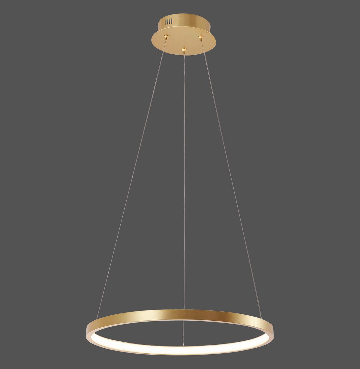 Hängeleuchte Circle H: 120 cm 1-Flammig, Goldfarben - Goldfarben, Design, Kunststoff/Metall (39/39/120cm)