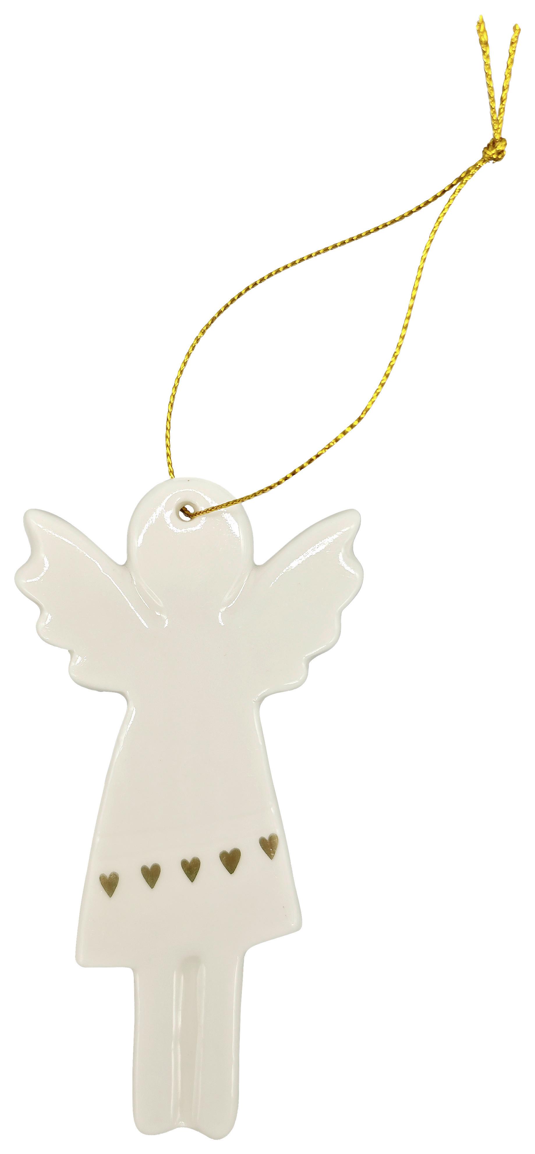 Závěsná dekorace KESSIE - bílá, Konvenční, textil/keramika (6/11,5/0,5cm) - Mömax