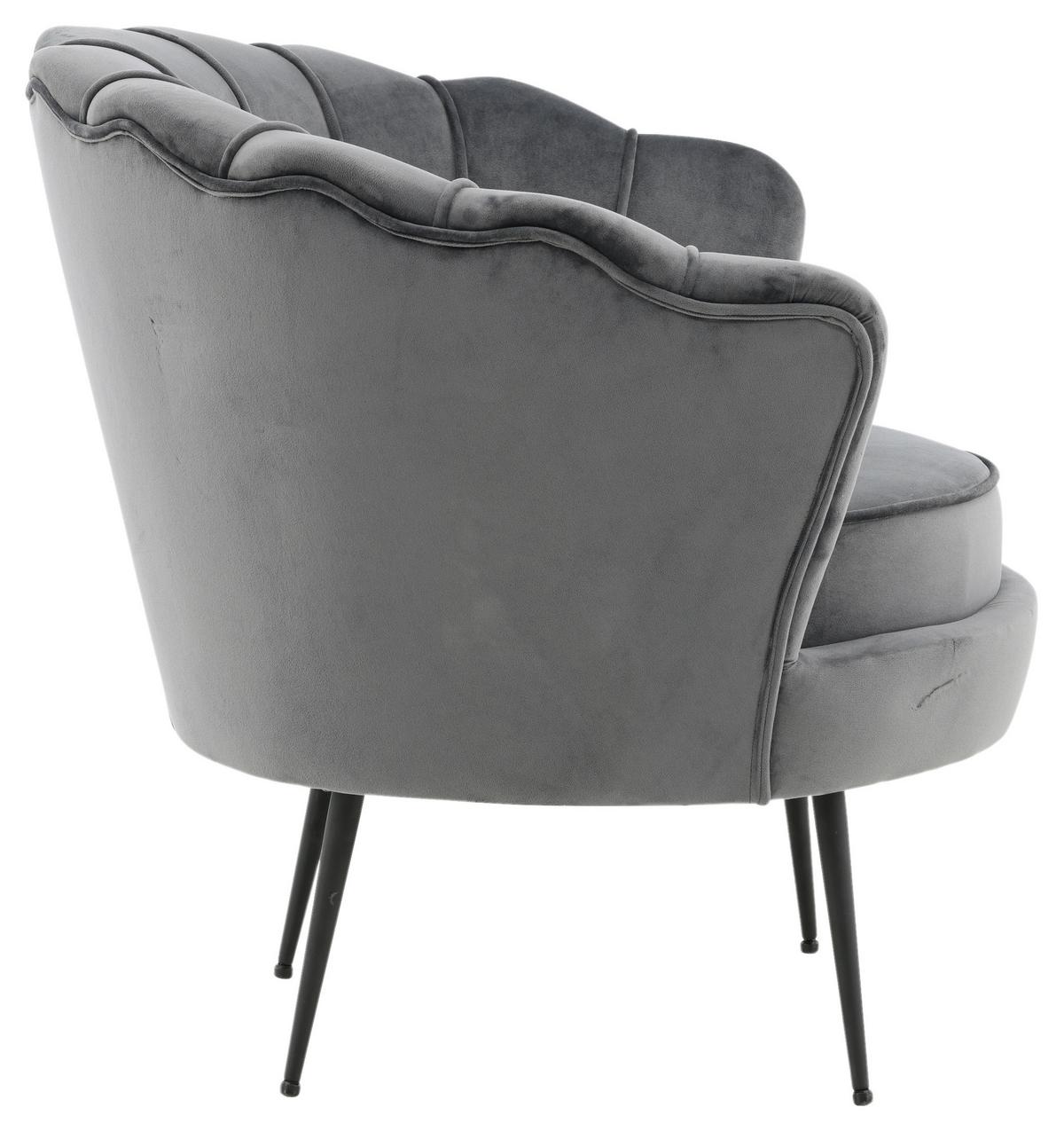 Sessel Calais - Dunkelgrau/Schwarz, Design, Textil/Metall (83/76/77cm) - Livetastic