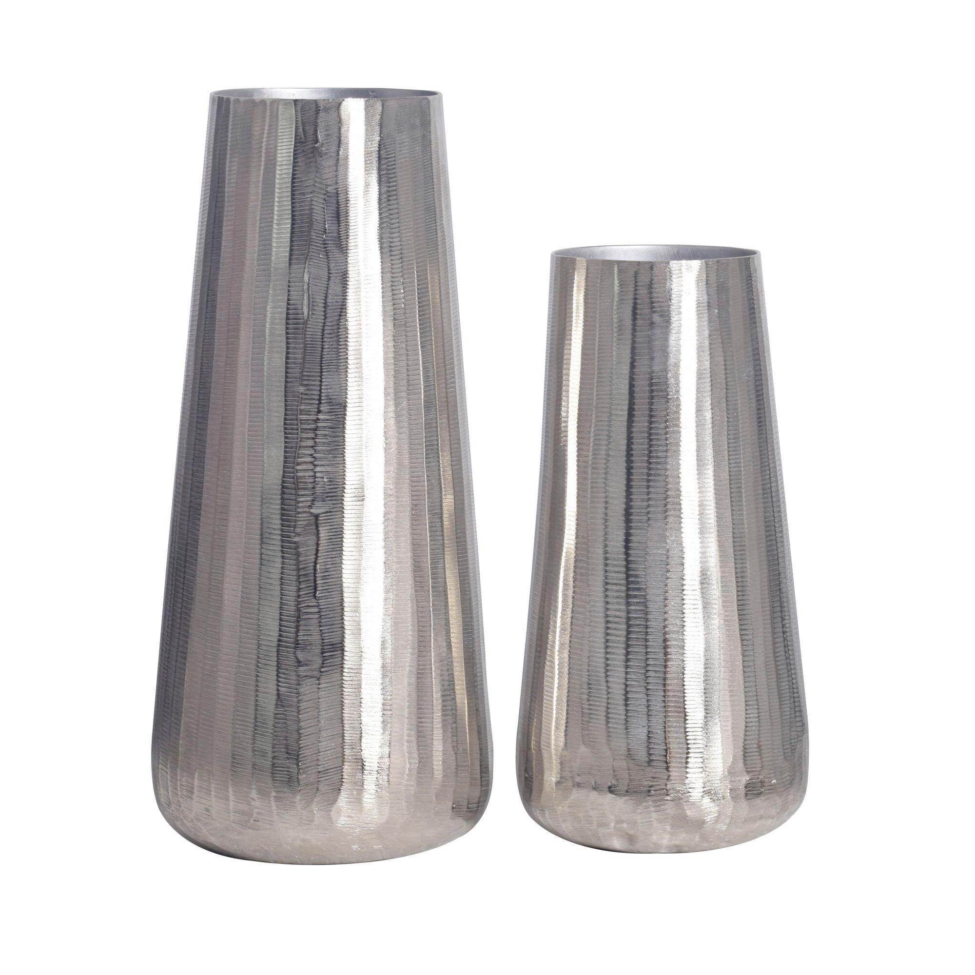 Dekovase 2er Set Silberfarben B: 21 Cm - Silberfarben, Design, Metall (21/45/21cm) - Livetastic