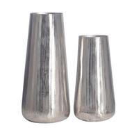 Dekovase 2er Set Silberfarben B: 21 Cm - Silberfarben, Design, Metall (21/45/21cm) - Livetastic
