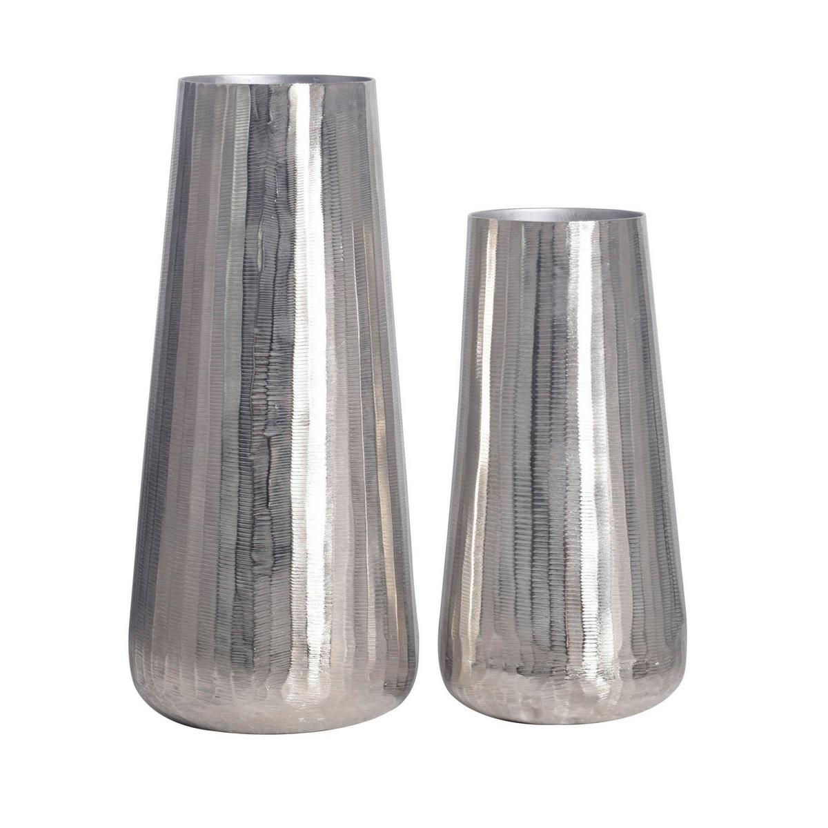 Dekovase 2er Set Silberfarben B: 21 Cm - Silberfarben, Design, Metall (21/45/21cm) - Livetastic
