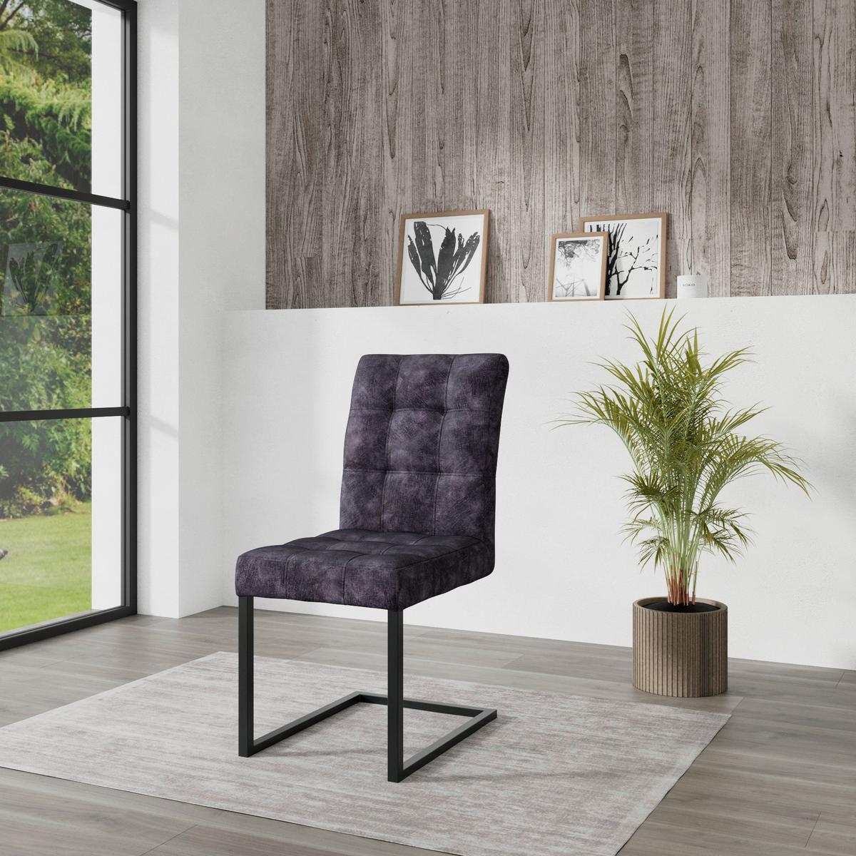 Schwingstuhl Donna S Webstoff Anthrazit Gepolstert - Anthrazit/Schwarz, MODERN, Textil/Metall (42/91/62cm)