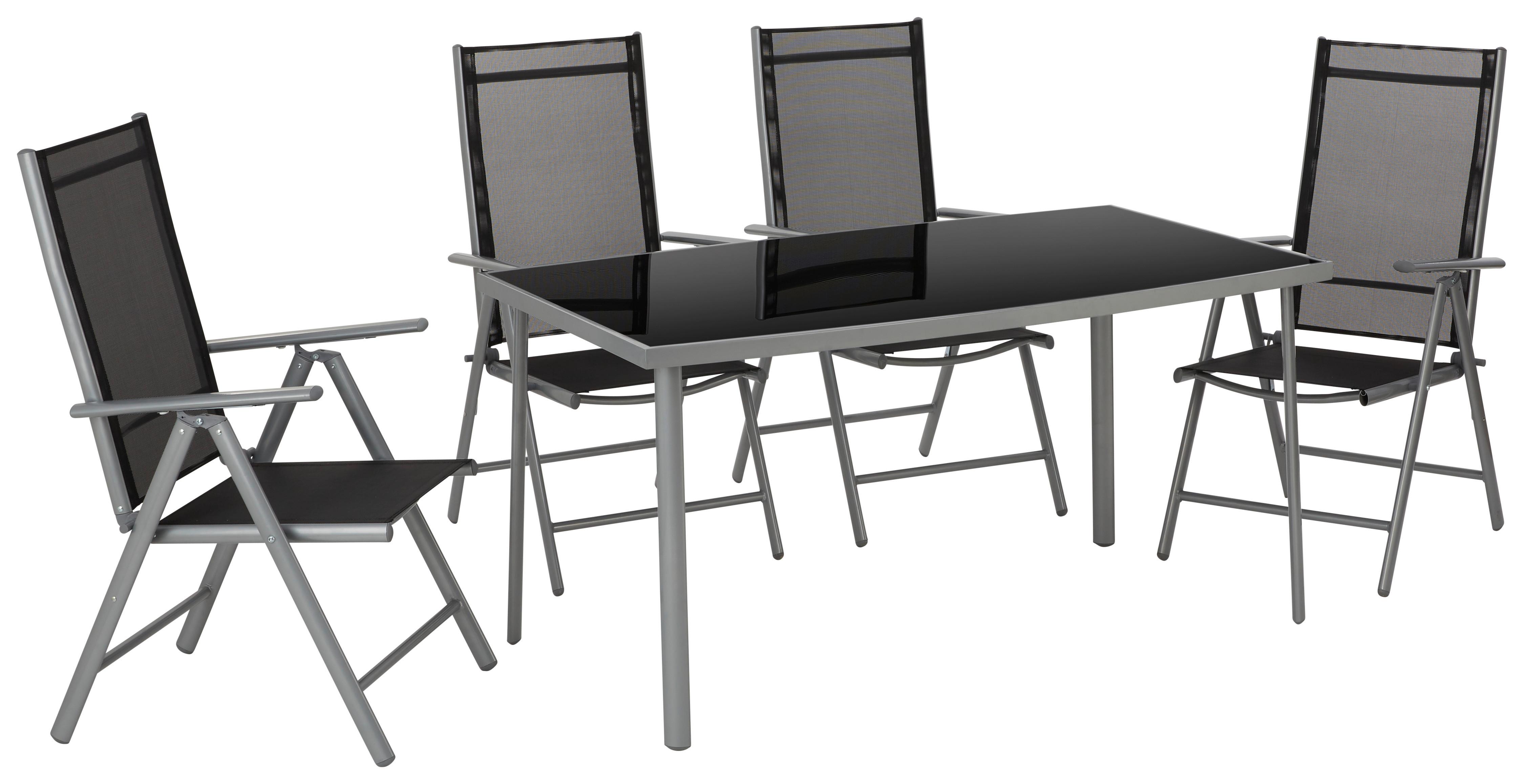 Gartengarnitur 5-Teilig Melanie aus Aluminium, Glas und Textil - Anthrazit/Schwarz, MODERN, Glas/Textil - Luca Bessoni