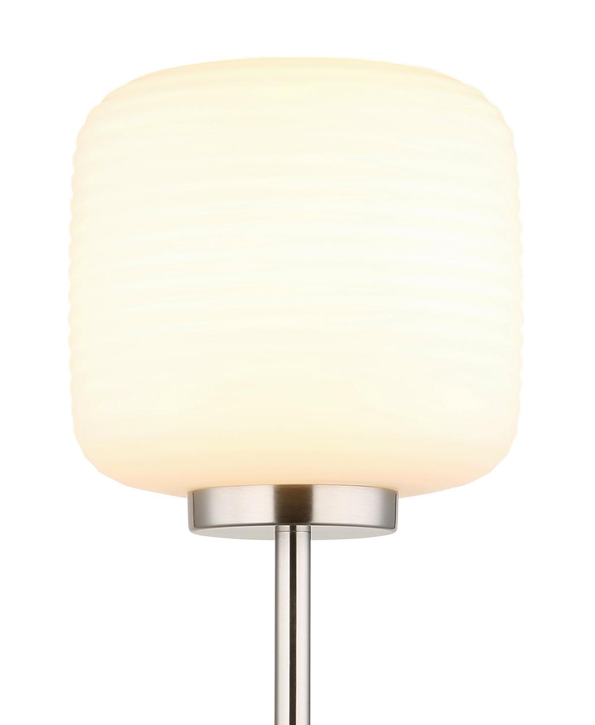 Stehleuchte Kladora Weiß Nickelfarben D: 24 cm - Weiß/Nickelfarben, KONVENTIONELL, Glas/Metall (24/157cm) - Globo