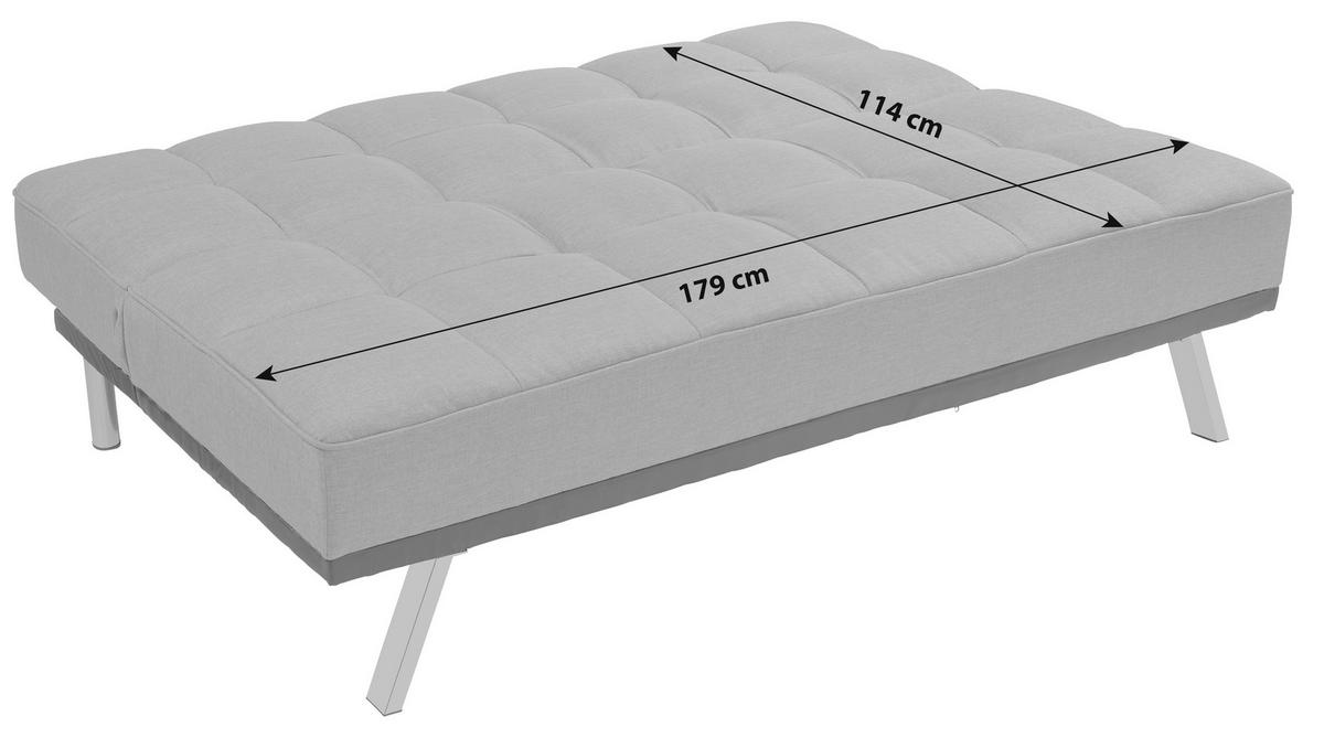 3-Sitzer-Sofa Mit Schlaffunkt. Roma Anthrazit - Edelstahlfarben/Anthrazit, Basics, Textil/Metall (179/84/96cm) - Ondega