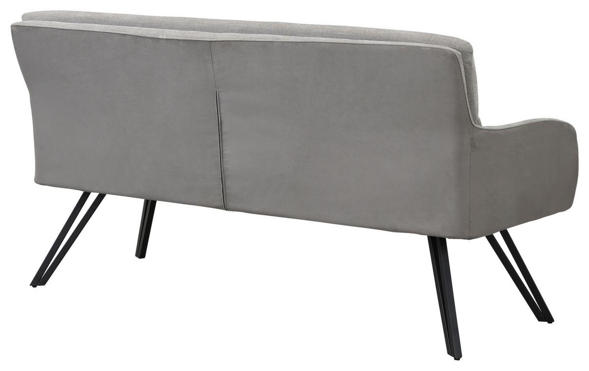 Sitzbank Tino - Hellgrau/Schwarz, MODERN, Textil/Metall (160/94/67cm) - MID.YOU
