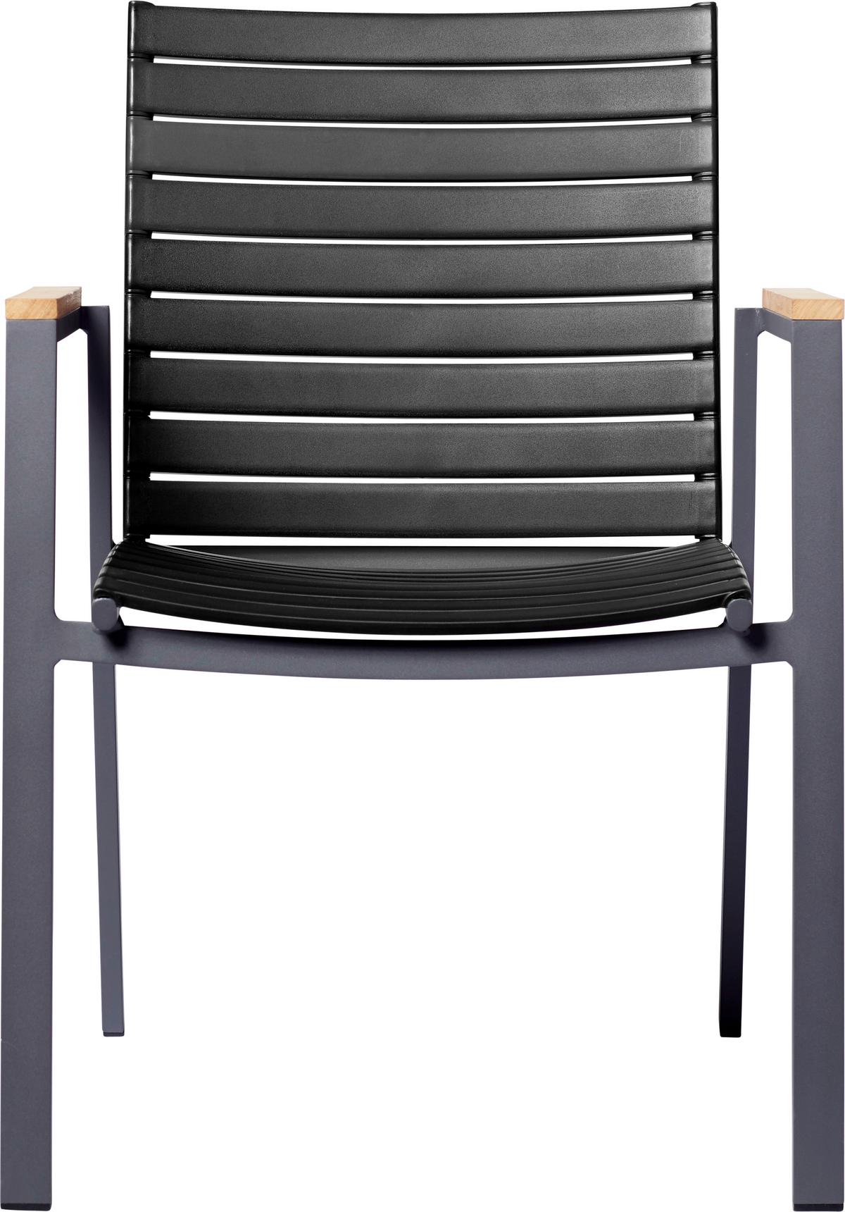Gartensessel Stapelbar Mood Extreme Kunststoff - Anthrazit/Schwarz, KONVENTIONELL, Holz/Kunststoff (56,5/84/62cm) - Gardenson