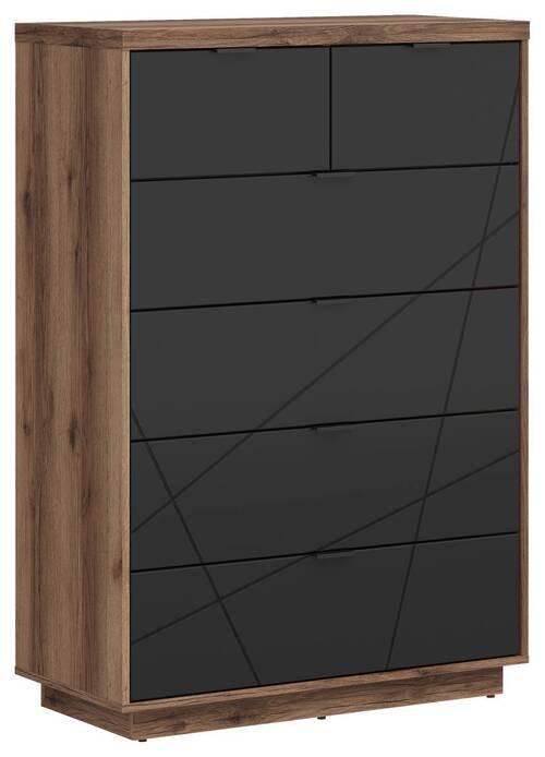 Kommode 90 cm Forn Chest Of Drawers, Eiche Dekor - Eichefarben/Schwarz, Design, Holzwerkstoff (90/130,5/42,5cm)