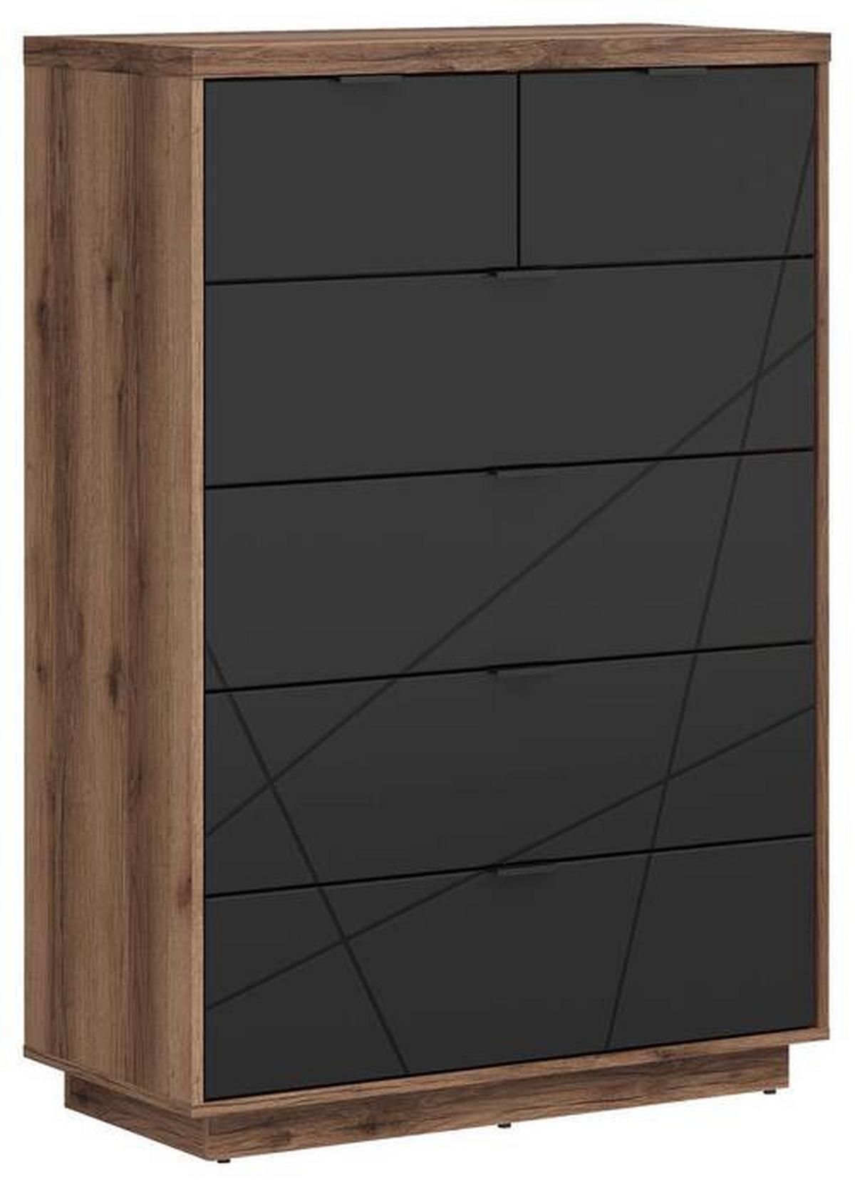 Kommode 90 Cm Forn Chest Of Drawers, Eiche Dekor - Eichefarben/Schwarz, Design, Holzwerkstoff (90/130,5/42,5cm)