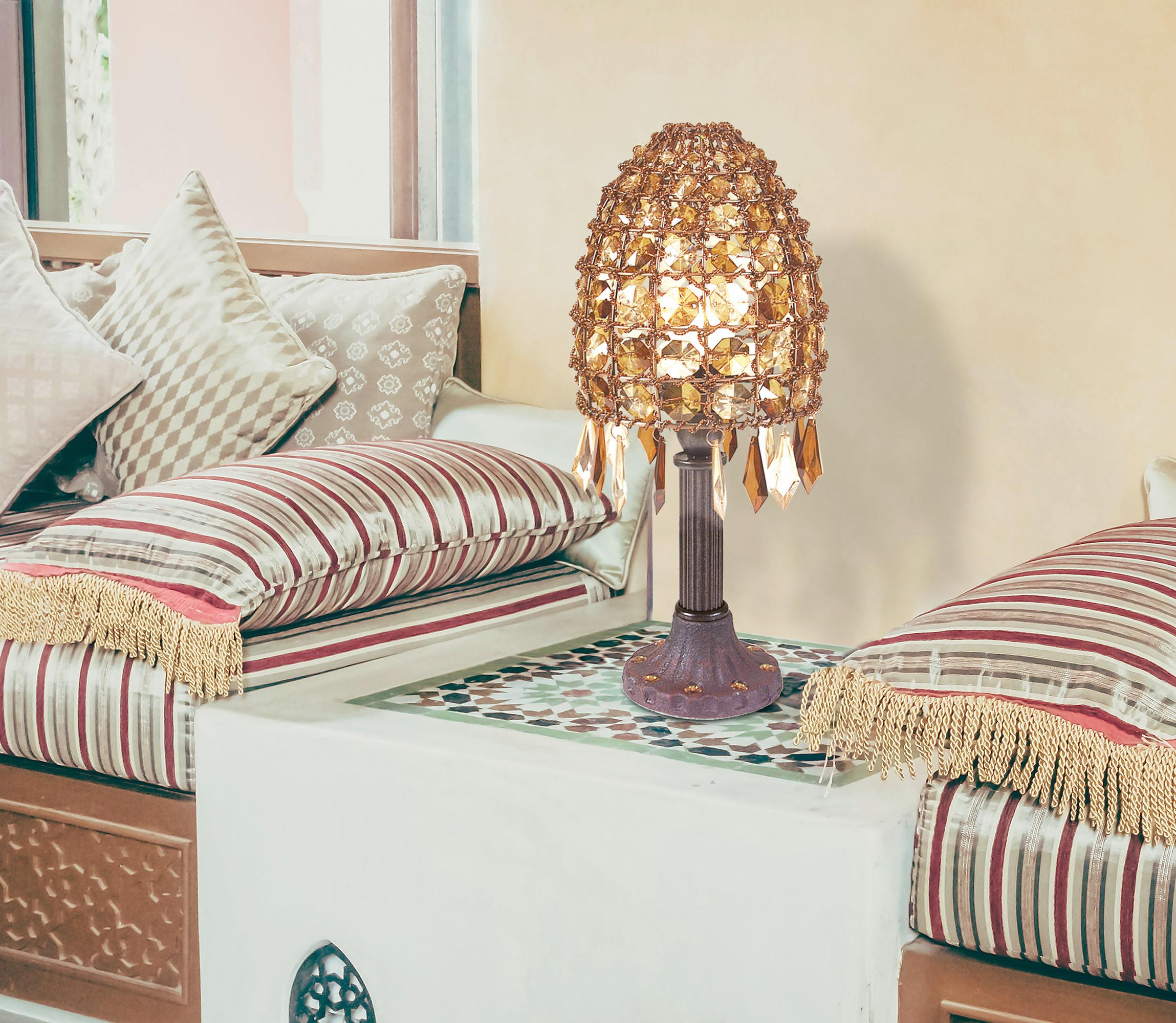 Tischlampe Bella Grau mit Acrylsteinen - Braun/Grau, LIFESTYLE, Kunststoff/Metall (15/35cm) - Näve