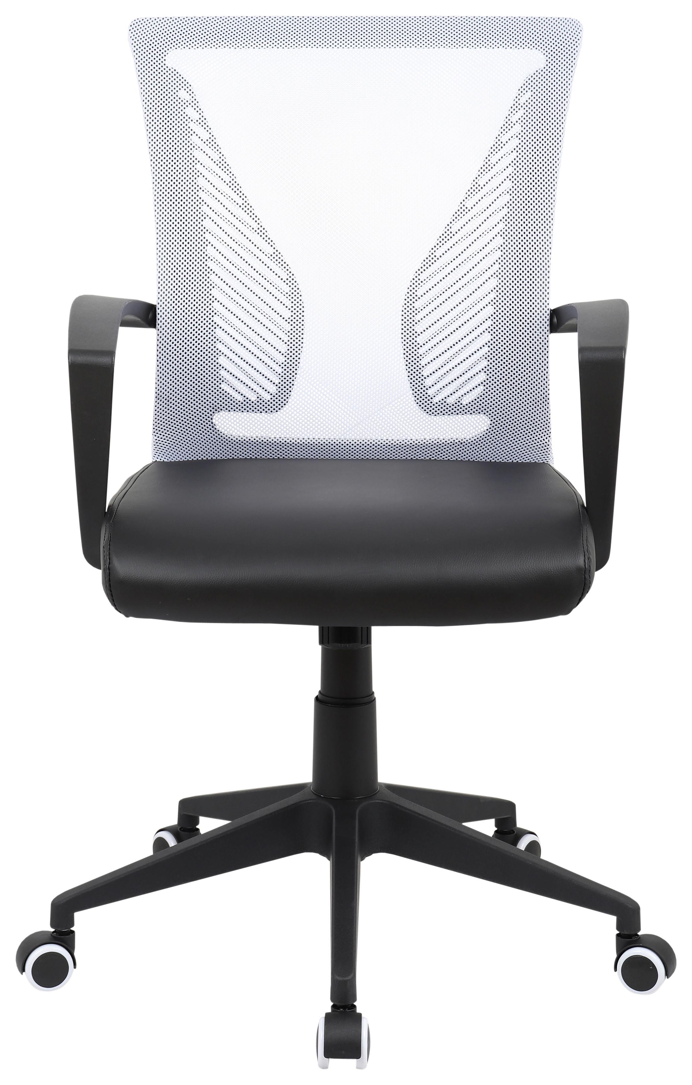Drehstuhl Offilo Pu - Schwarz/Weiß, KONVENTIONELL, Kunststoff/Metall (48/92/46cm)