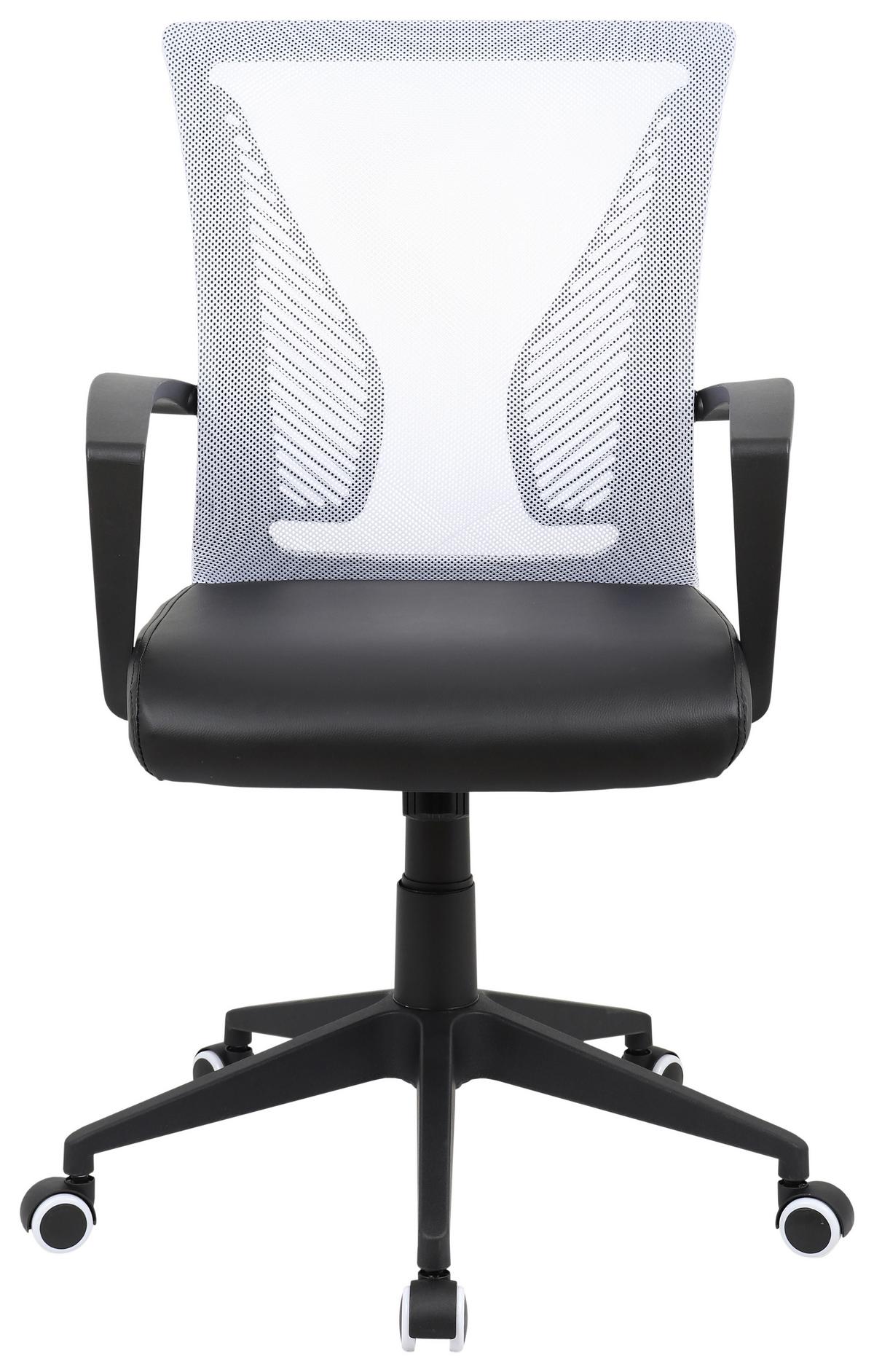 Drehstuhl Offilo Pu - Schwarz/Weiß, KONVENTIONELL, Kunststoff/Metall (48/92/46cm)