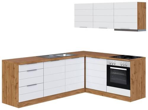 Eckküche Florenz mit Geräte 240x180 cm Weiß/Eiche Dekor - Eiche Wotan/Weiß, Design, Holzwerkstoff (240/180cm) - Held