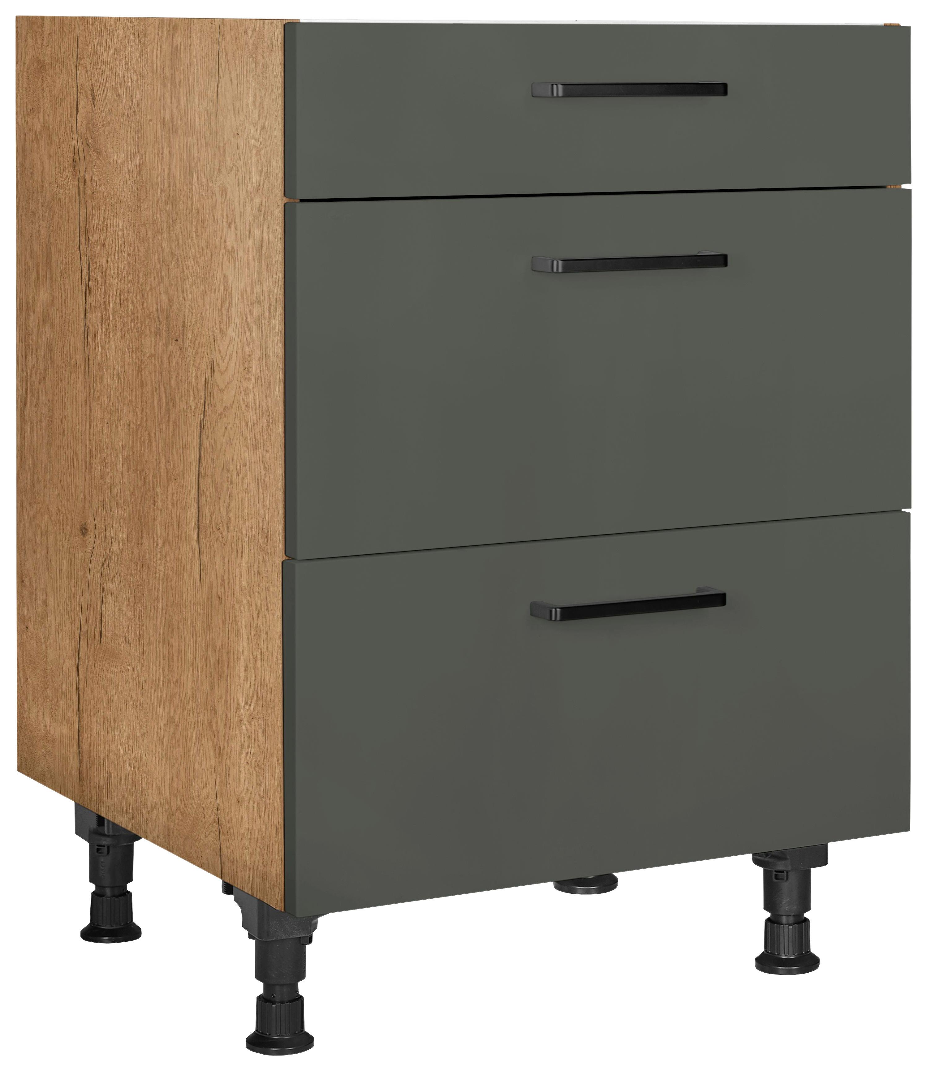 Kochfeldumbauschrank Easytouch - Eichefarben/Grün, MODERN, Holzwerkstoff (60,0/87,0/56,0cm) - Nobilia