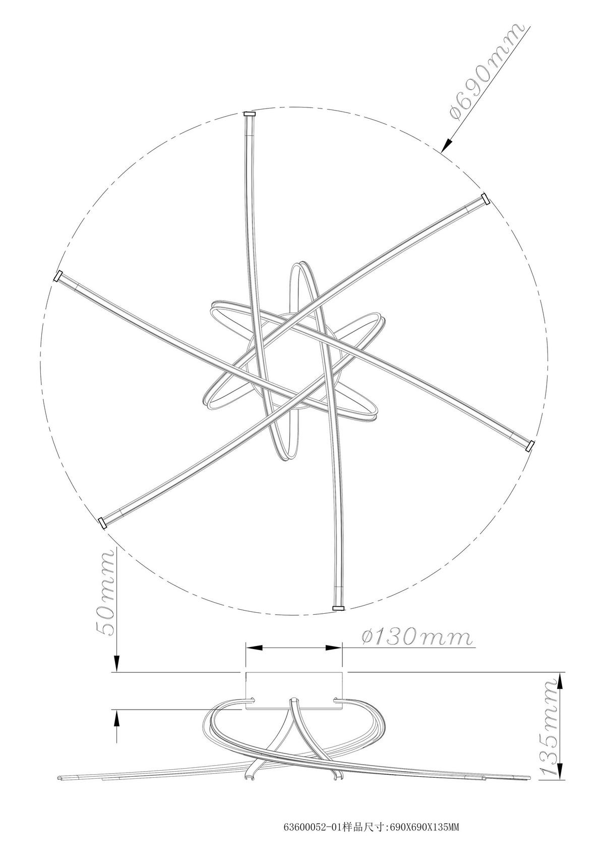 LED-DECKENLEUCHTE STRAL - Schwarz, MODERN, Kunststoff/Metall (65,5/14cm)
