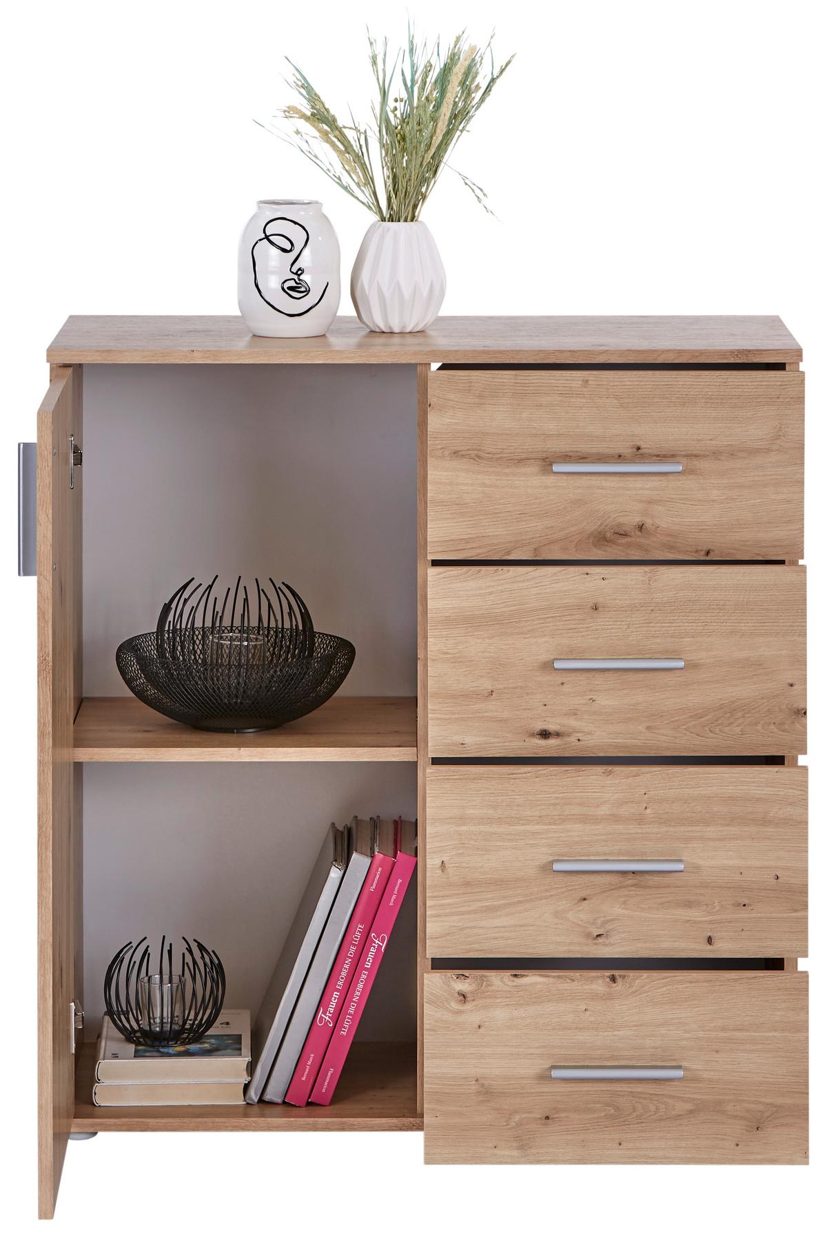 Kommode 88,2 cm Ina 02 Eiche - Eiche Artisan, MODERN, Holzwerkstoff (88,2/94,8/38,3cm)