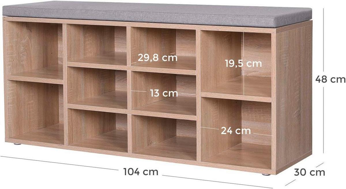 ŠATNÍ LAVICE VINTAGE - šedá/barvy dubu, Trend, kompozitní dřevo (104/48/30cm) - Boxxx