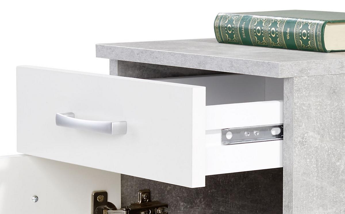 Rollcontainer Beton Optik/Weiß Rimini 33x59,5x38 cm - Dunkelgrau/Weiß, MODERN, Holzwerkstoff (33/59,5/38cm)
