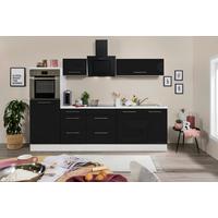 Küchenzeile mit Geräten 270 cm Schwarz Hochglanz/Weiß - Schwarz/Weiß, KONVENTIONELL, Holzwerkstoff (270cm) - Respekta