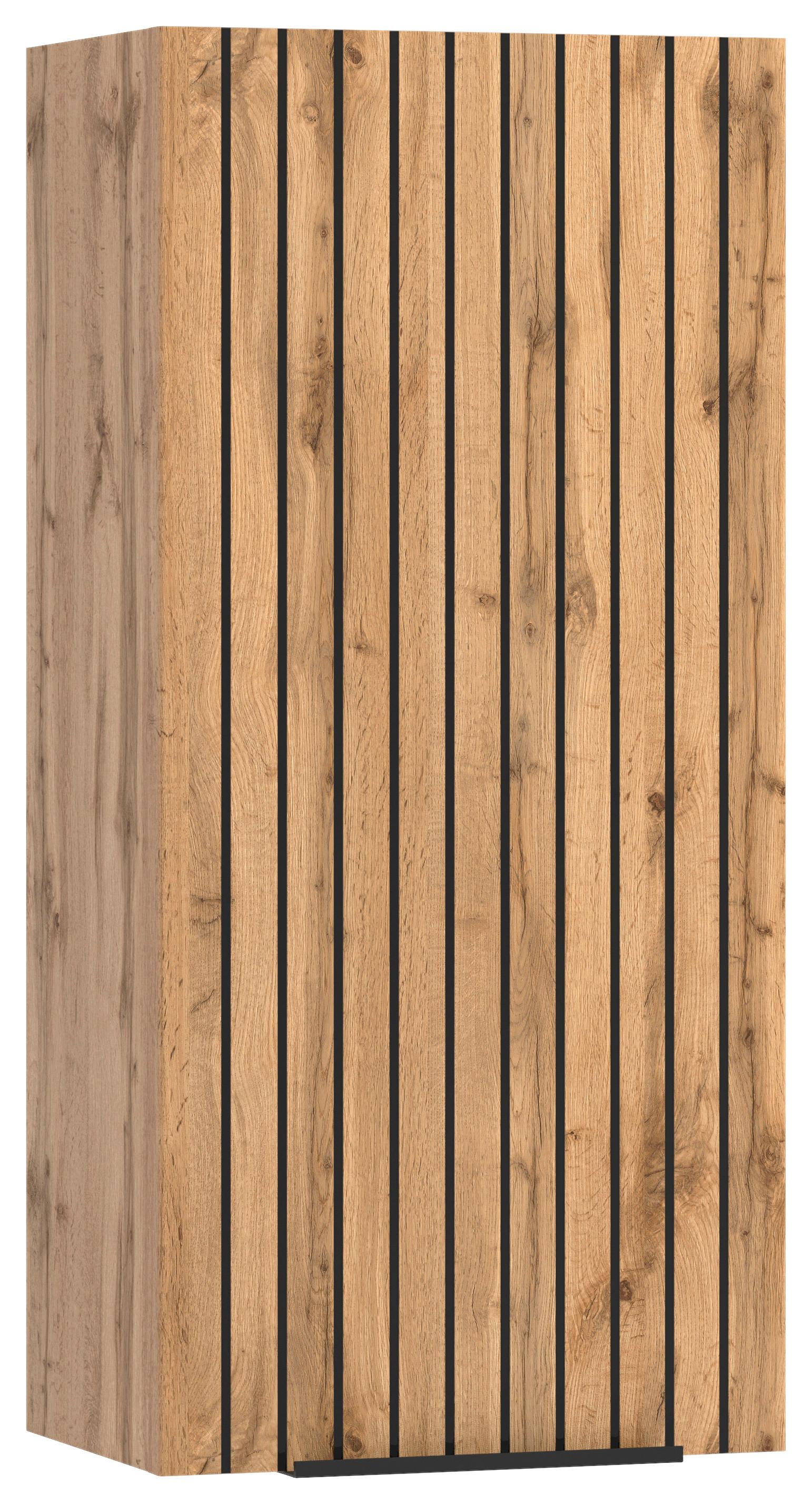 Hängeschrank Chester B: 30 cm Eiche Wotan Dekor/Schwarz - Eiche Wotan/Schwarz, MODERN, Holzwerkstoff (30/64/20cm) - Held