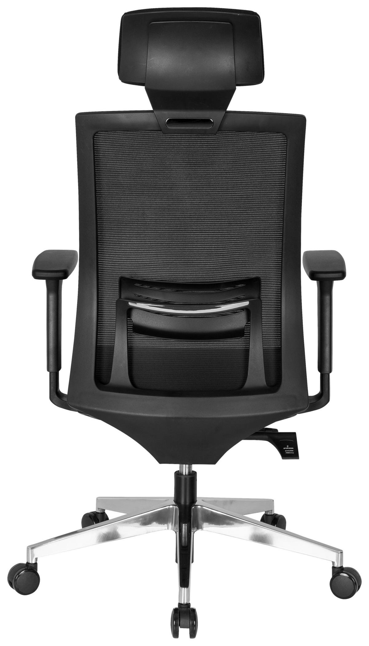Drehstuhl Captiva Armstützen Schwarz Bis 120kg - Alufarben/Schwarz, MODERN, Kunststoff/Textil (68/131/63cm) - MID.YOU