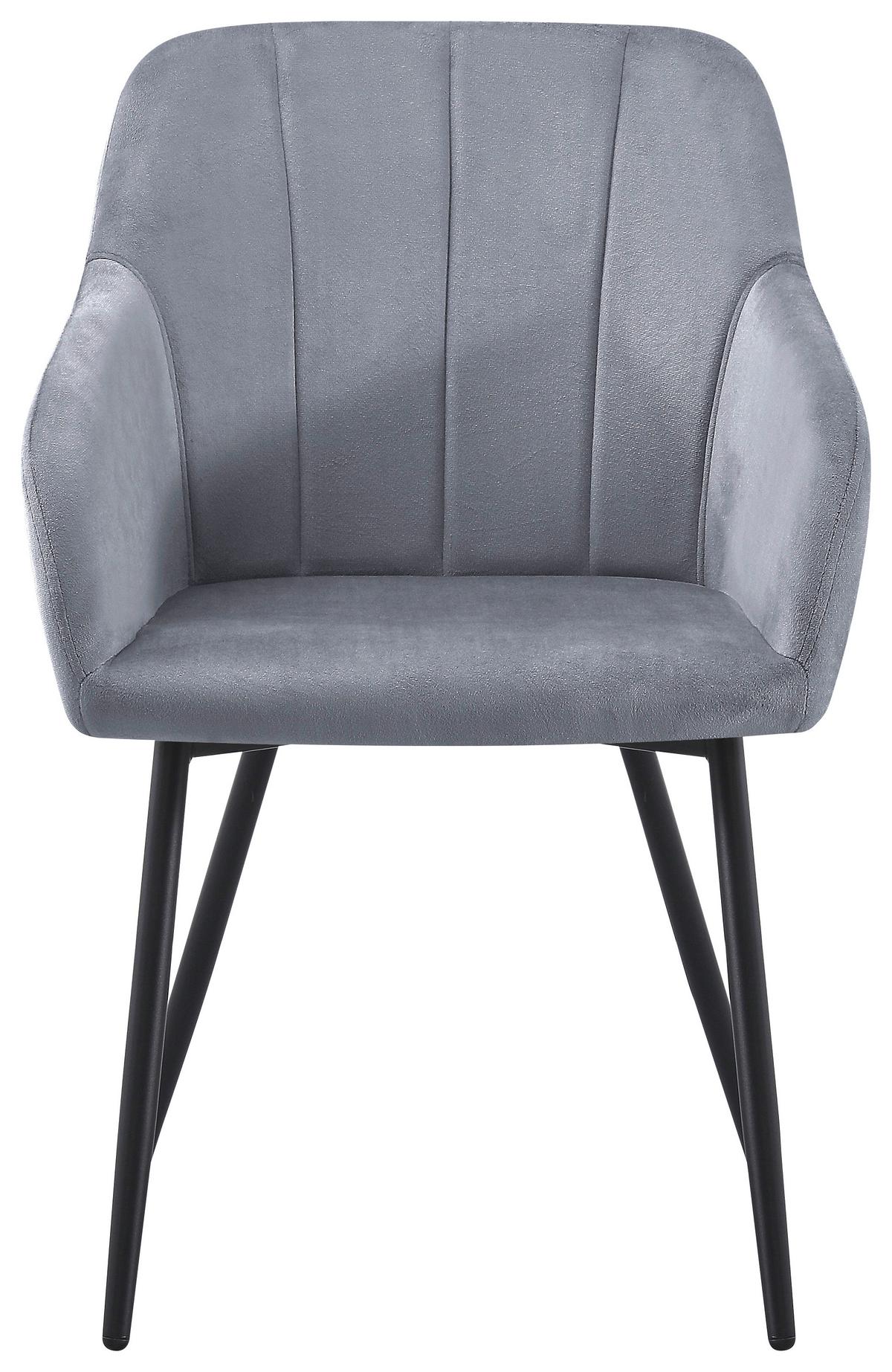 Armlehnstuhl Jenke Samt Hellgrau, B: 56 cm - Hellgrau/Schwarz, KONVENTIONELL, Textil/Metall (56/82/62cm) - Nedis SmartLife