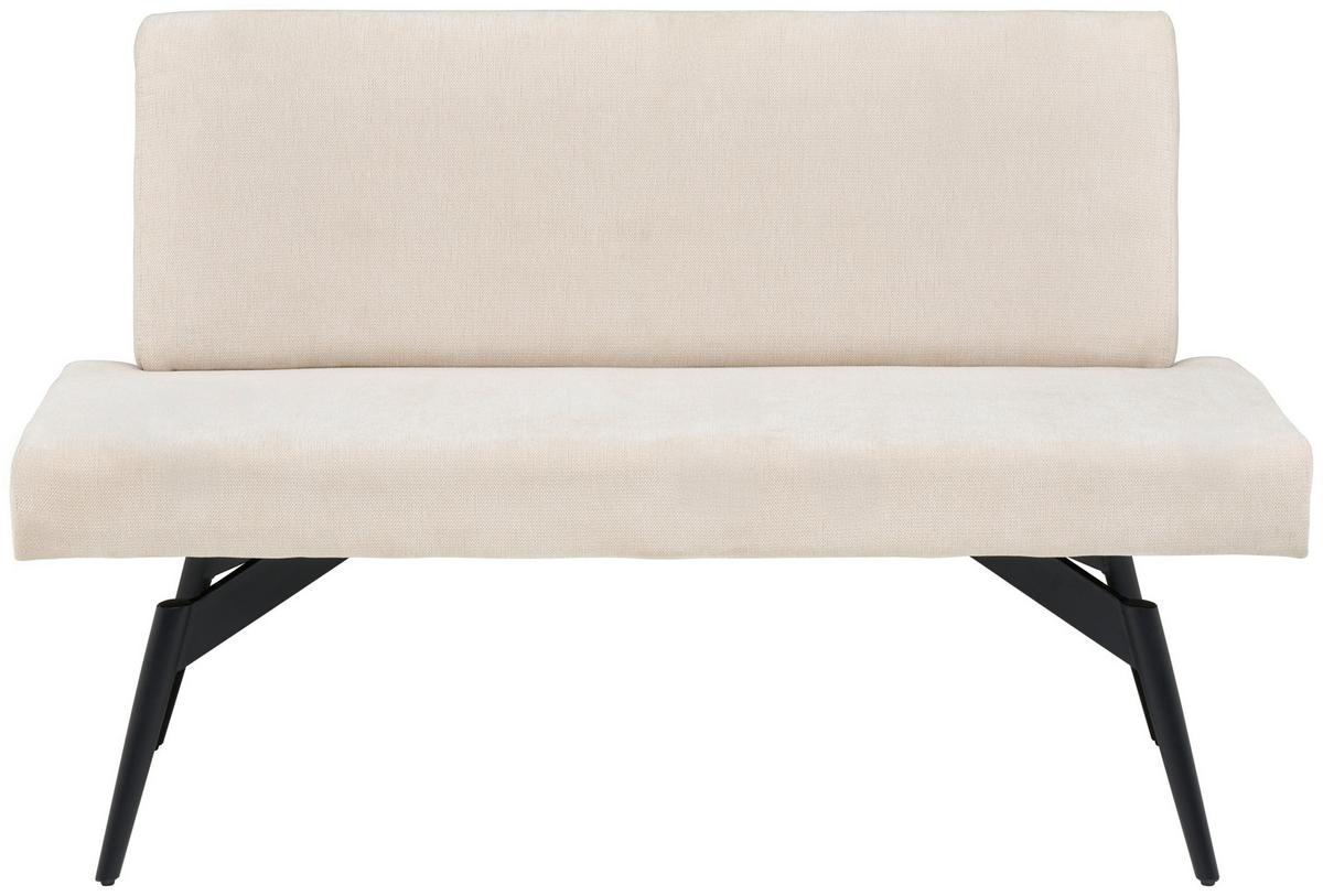 Sitzbank Tinos mit Lehne Beige, B: 140 cm - Beige/Schwarz, KONVENTIONELL, Textil/Metall (140/88/62cm) - MID.YOU